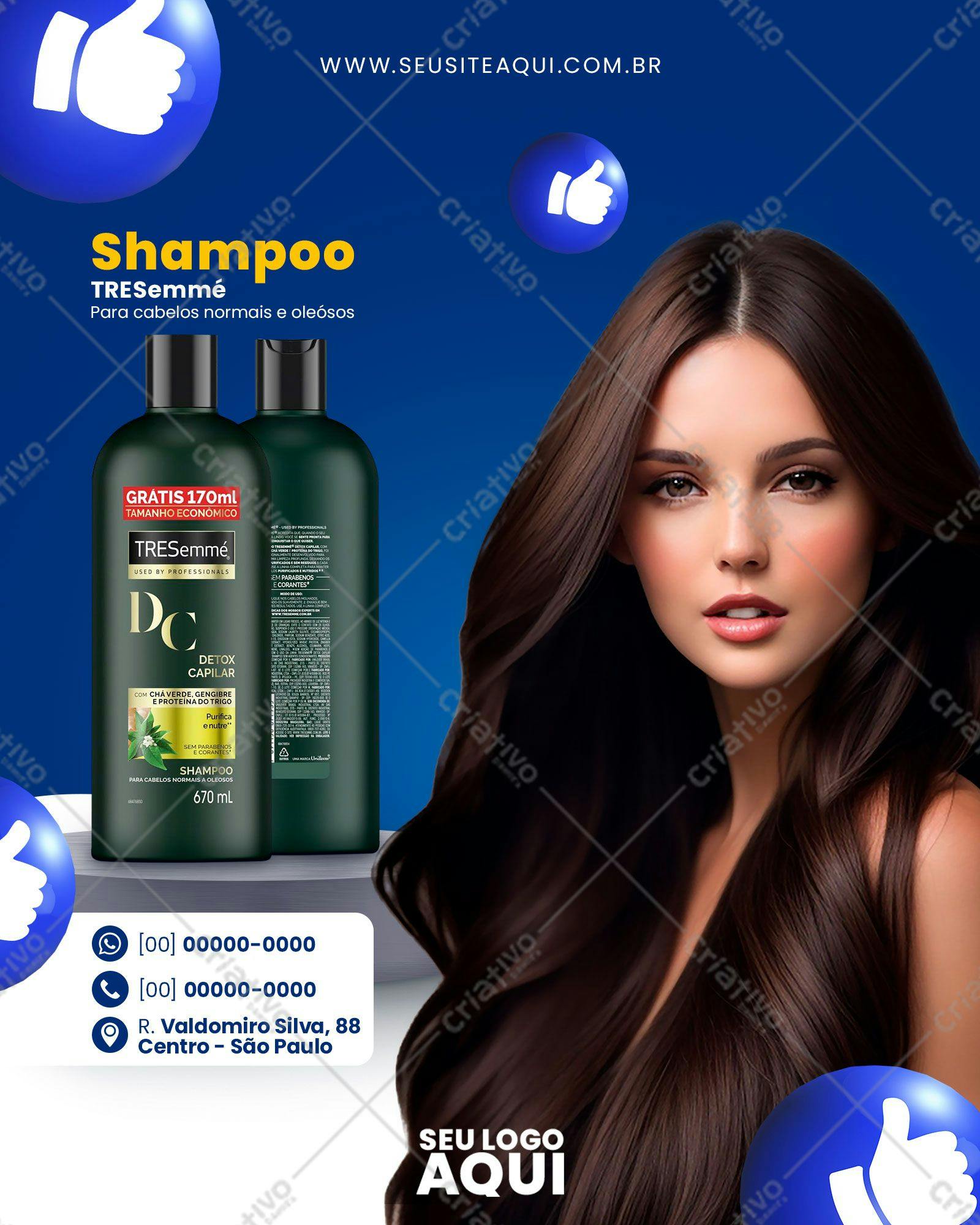 Modelo de Shampoo Tresemmé PSD Editável