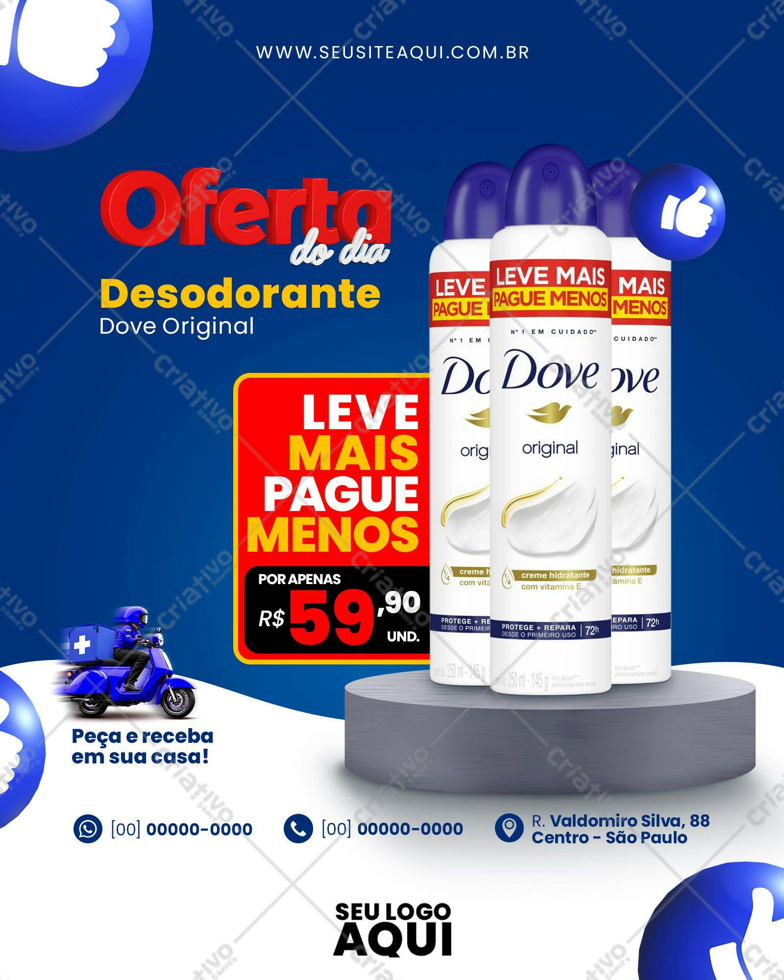 Template de Mídia Social para Oferta de Desodorante Dove PSD Editável