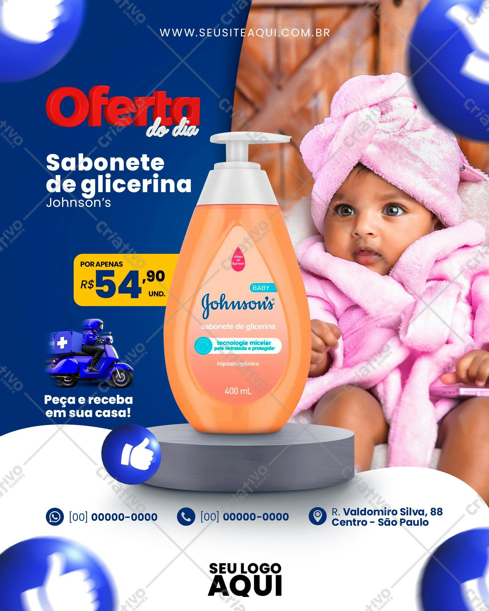 Flyer para Promoção de Sabonete Johnson's Baby PSD Editável