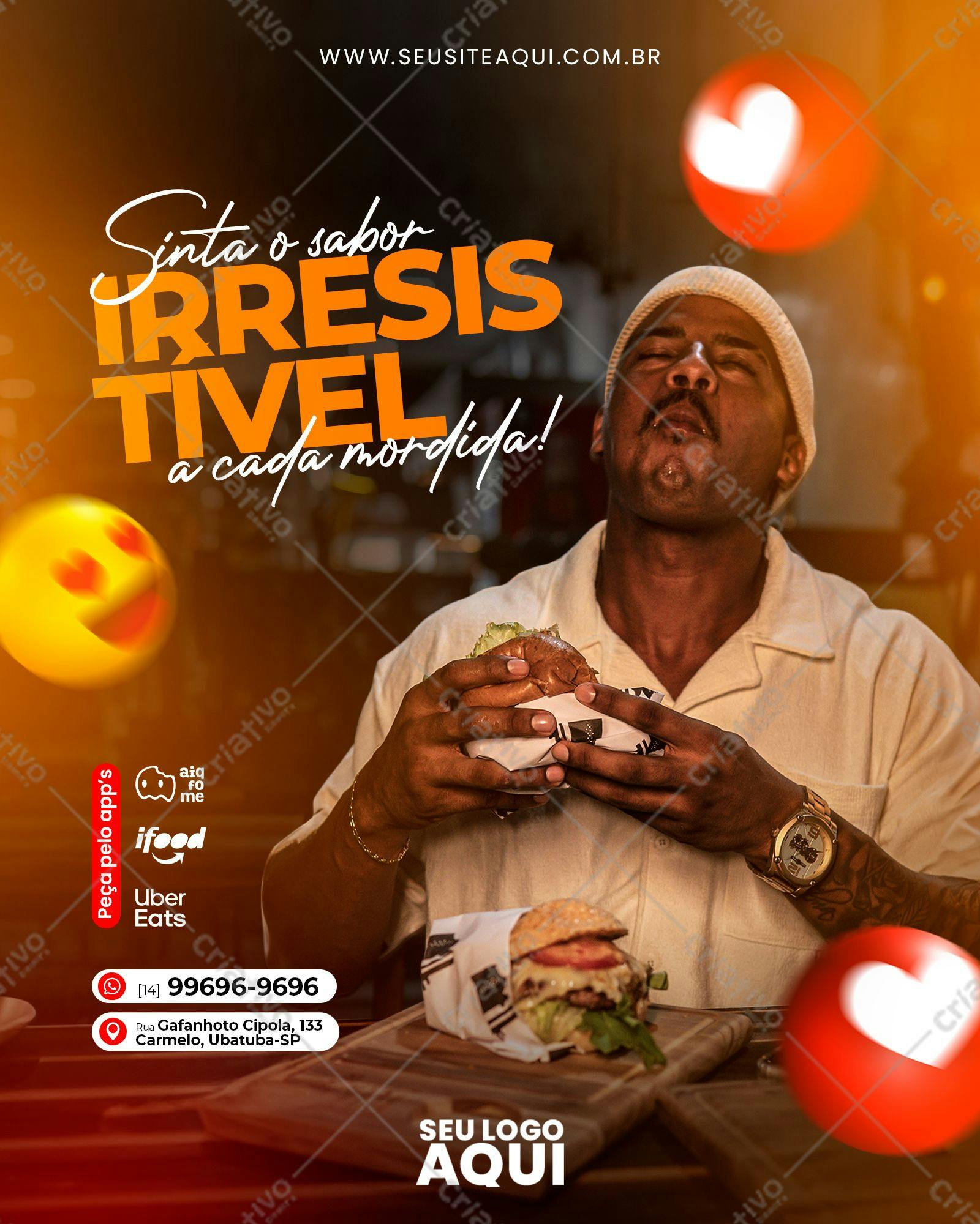 Post para Redes Sociais Hambúrguer PSD Editável