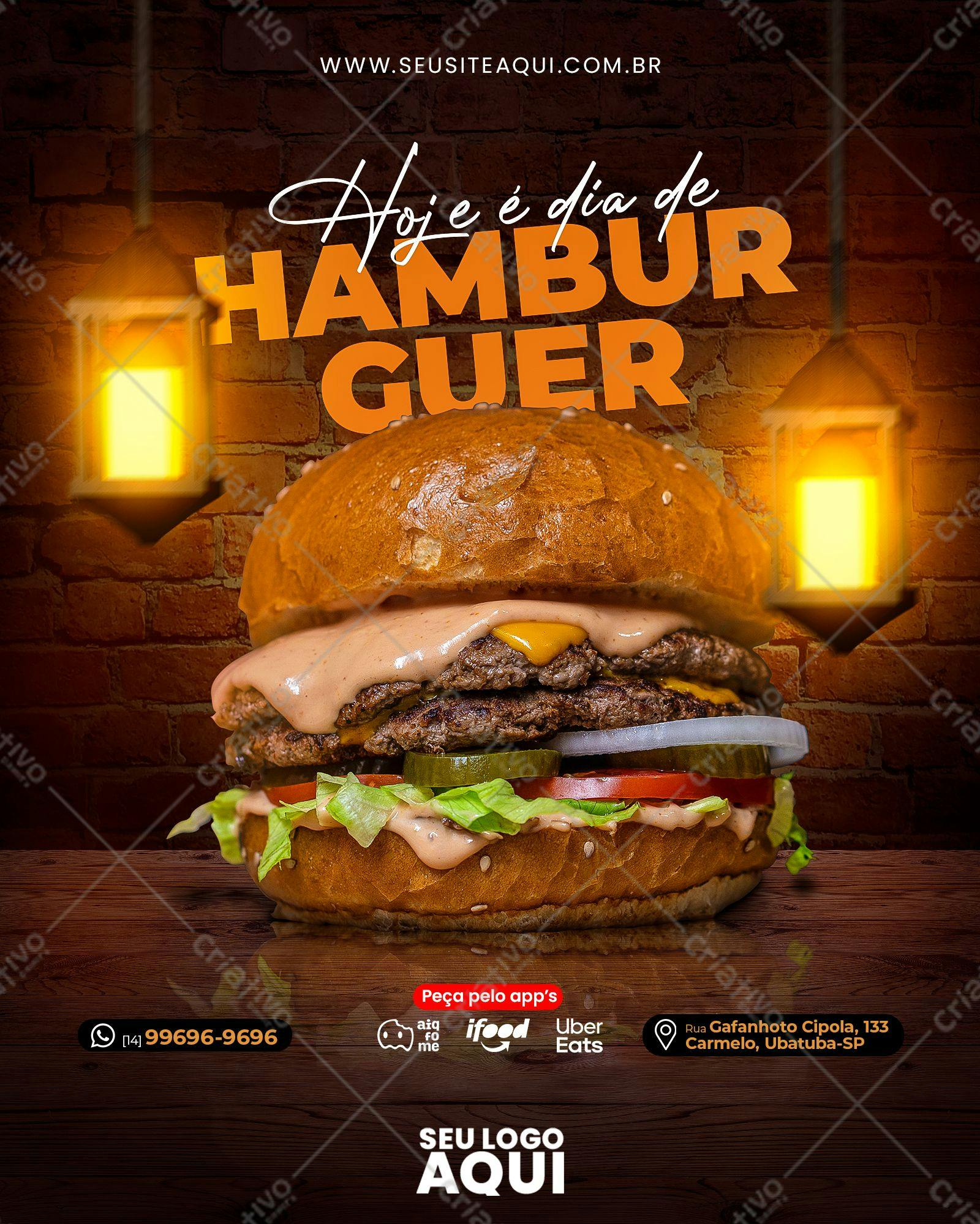 Banner para Dia do Hambúrguer PSD Editável