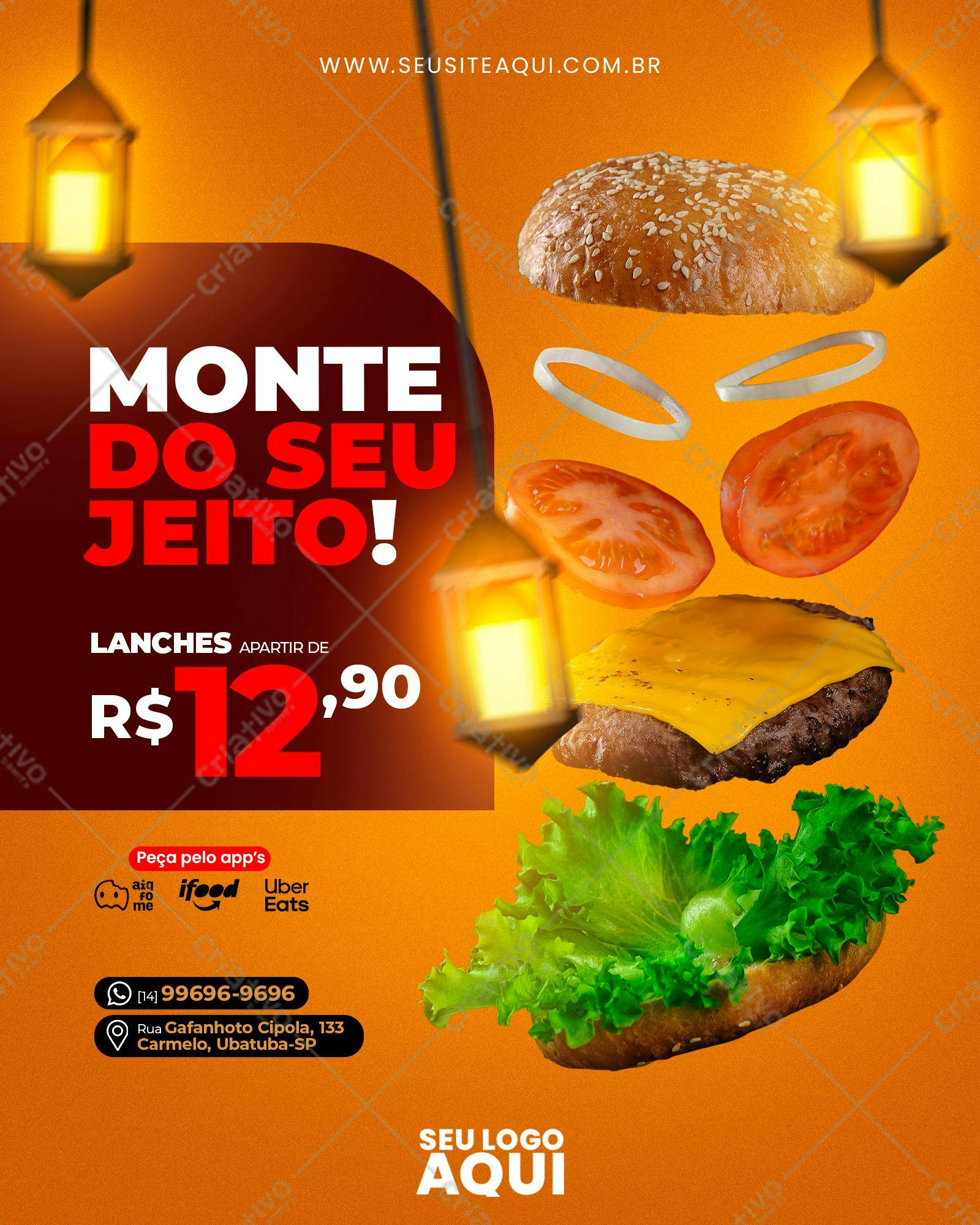 Template de Cardápio para Lanchonete PSD Editável
