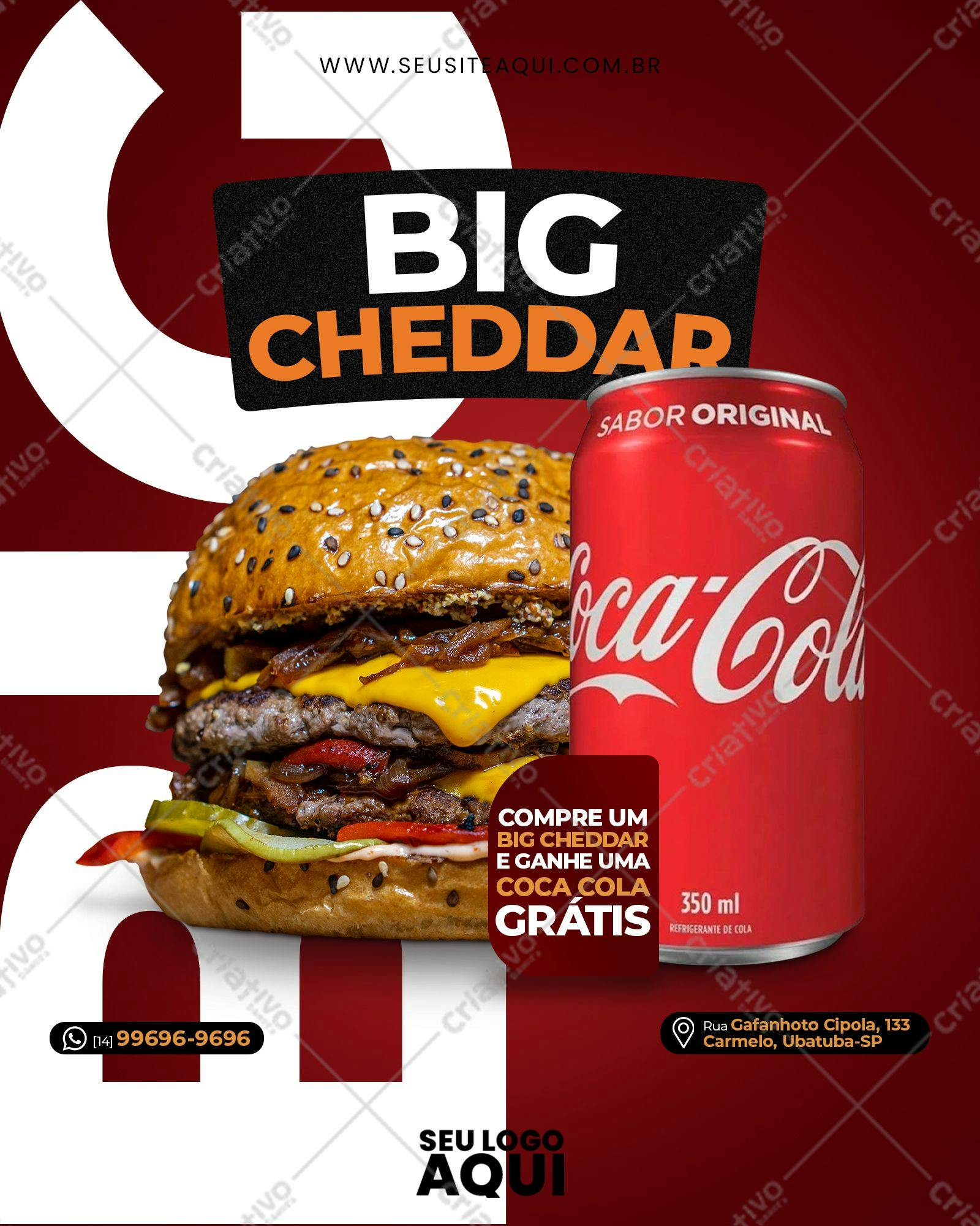 Flyer para Promoção de Hambúrguer Big Cheddar PSD Editável