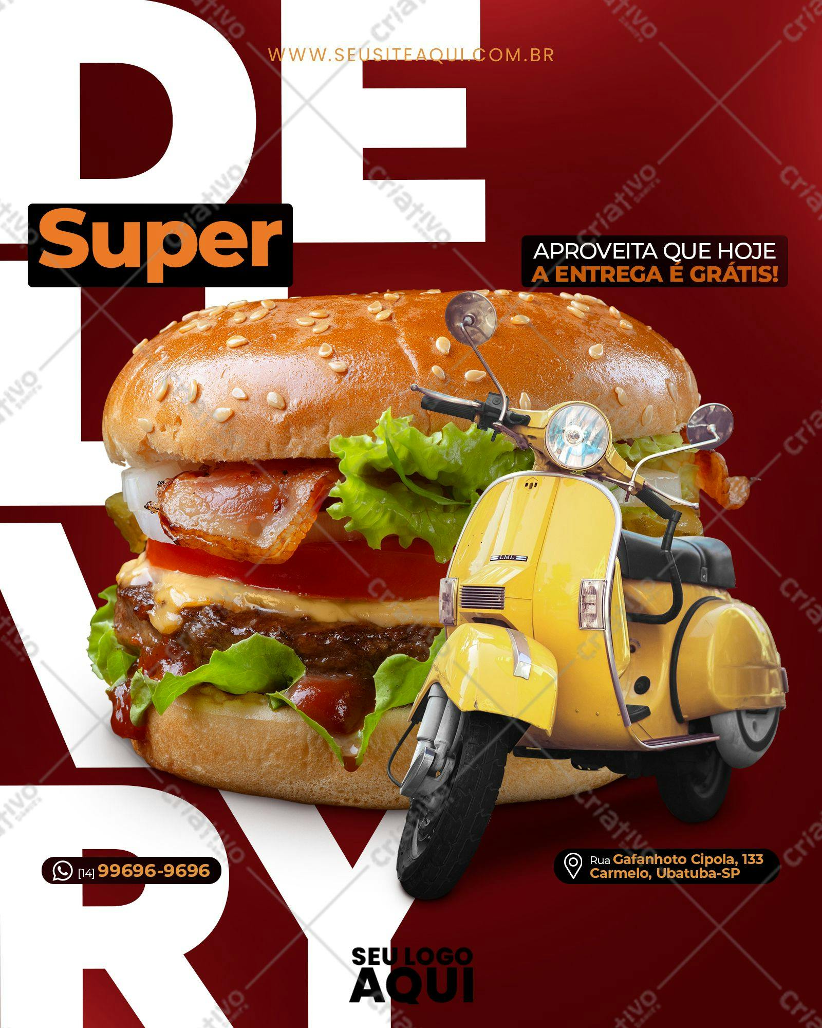 Flyer para Delivery de Hambúrguer PSD Editável