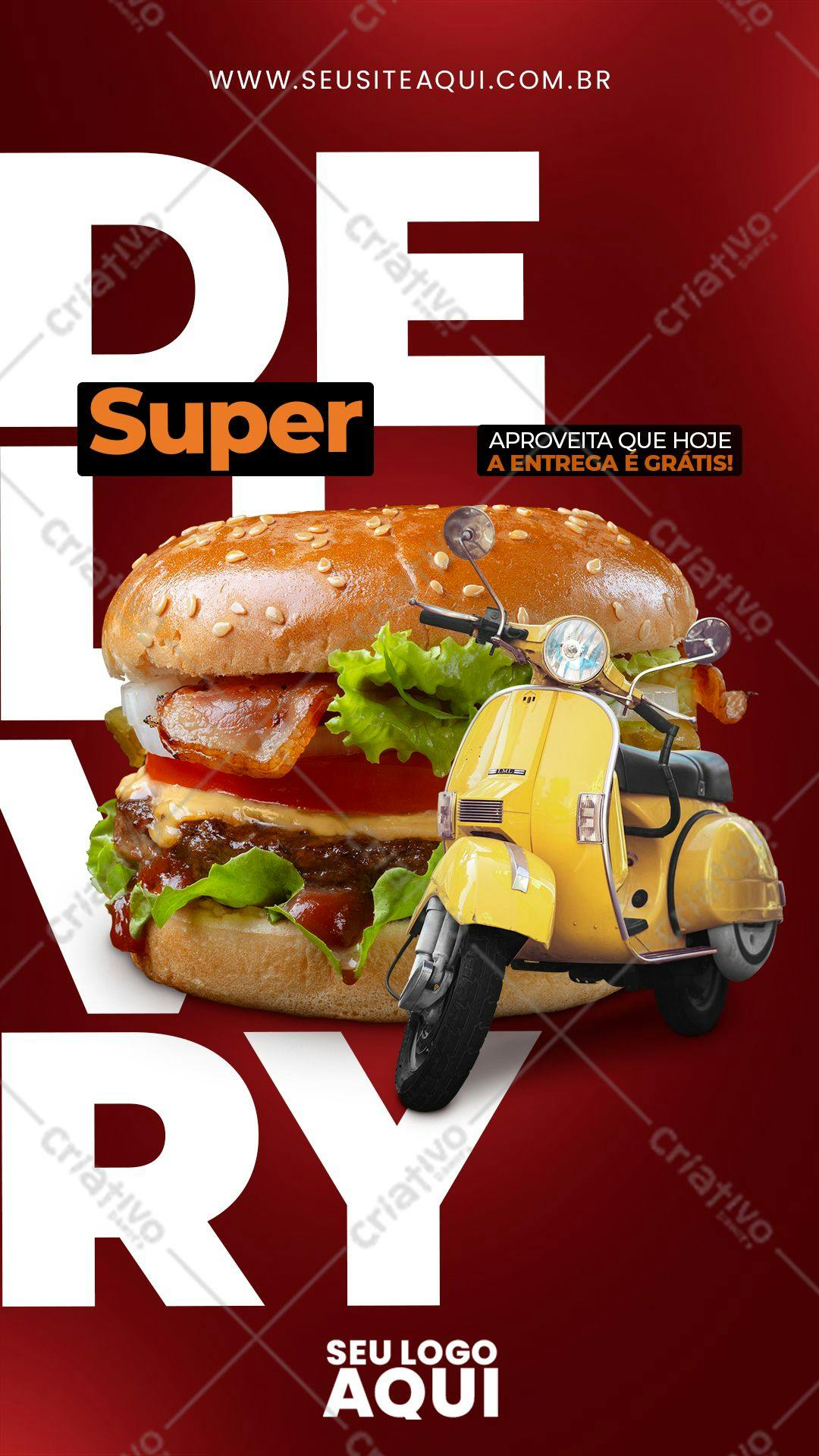 Flyer para Delivery de Hambúrguer PSD Editável