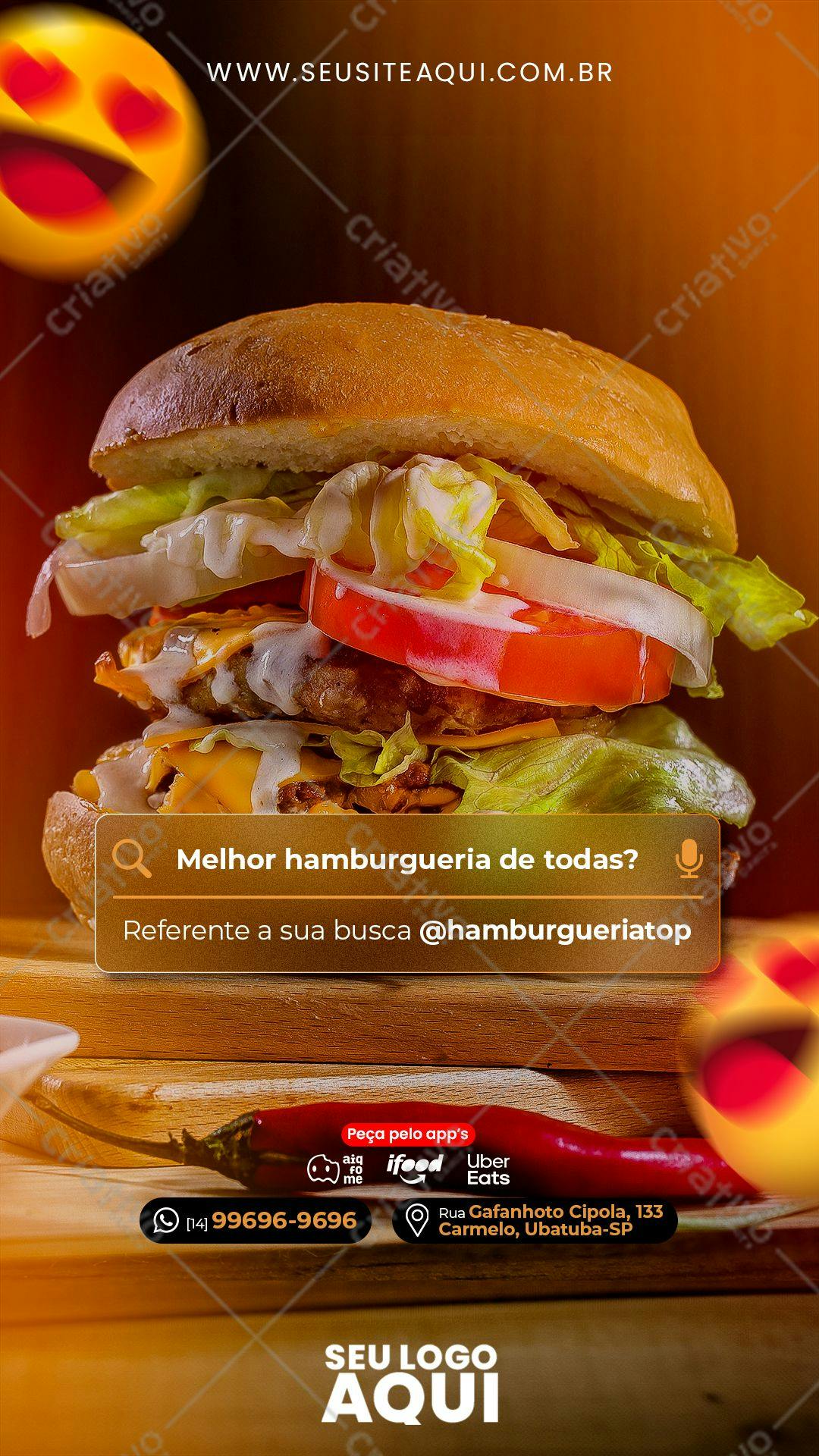 Template Instagram Stories Hambúrguer PSD Editável