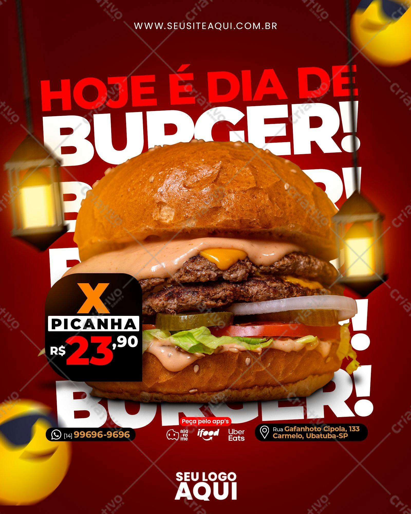 Flyer para Promoção de Burger X Picanha PSD Editável