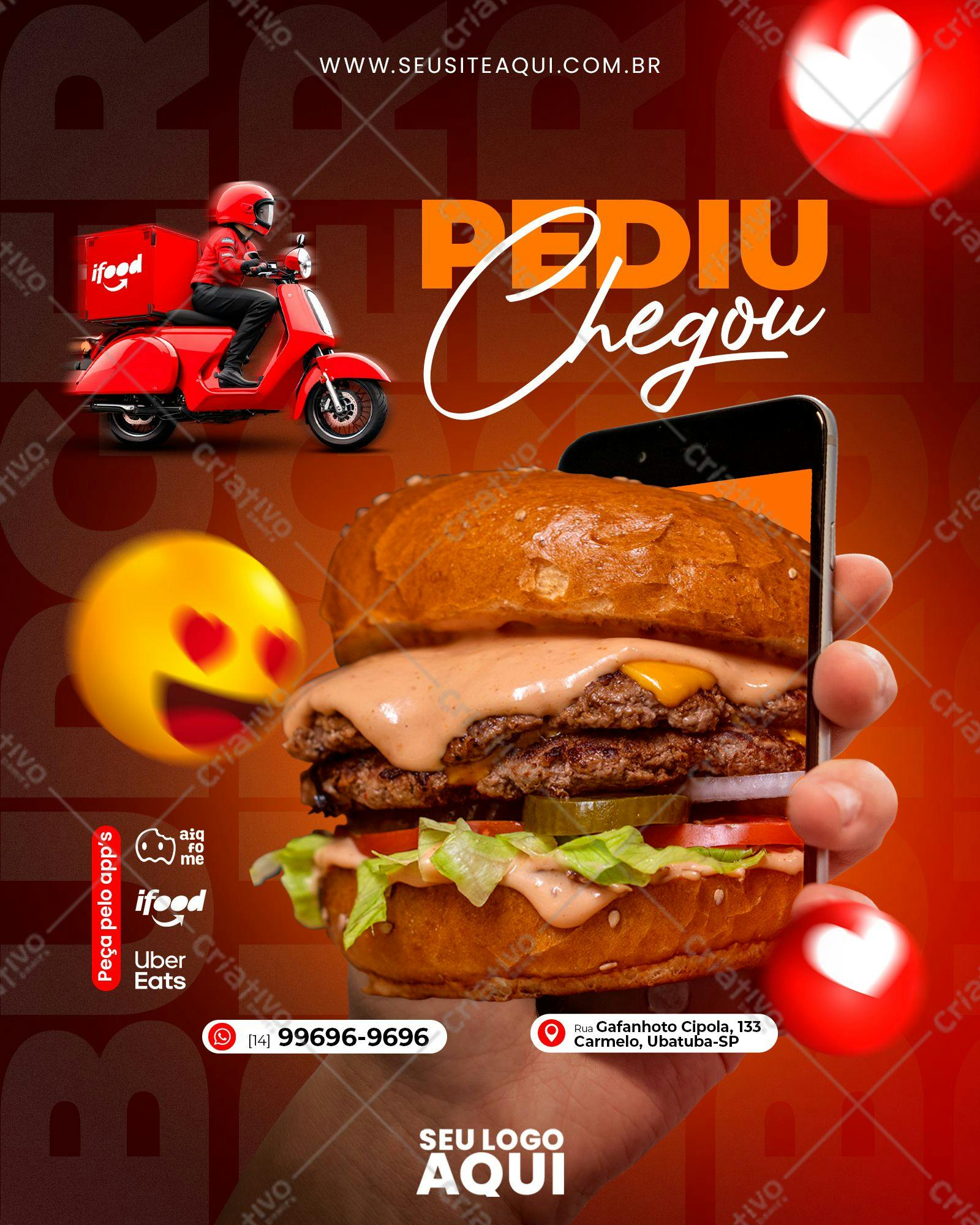 Banner para Delivery de Hambúrguer PSD Editável