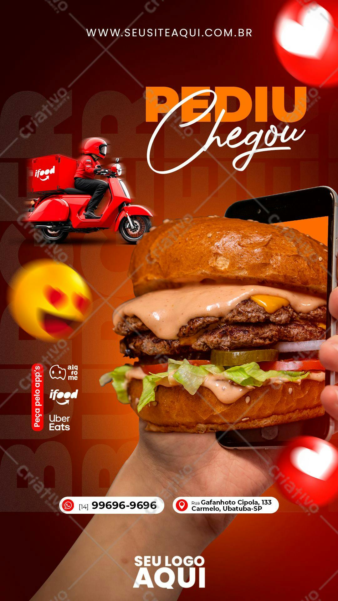 Modelo de Cardápio para Delivery de Hambúrguer PSD Editável