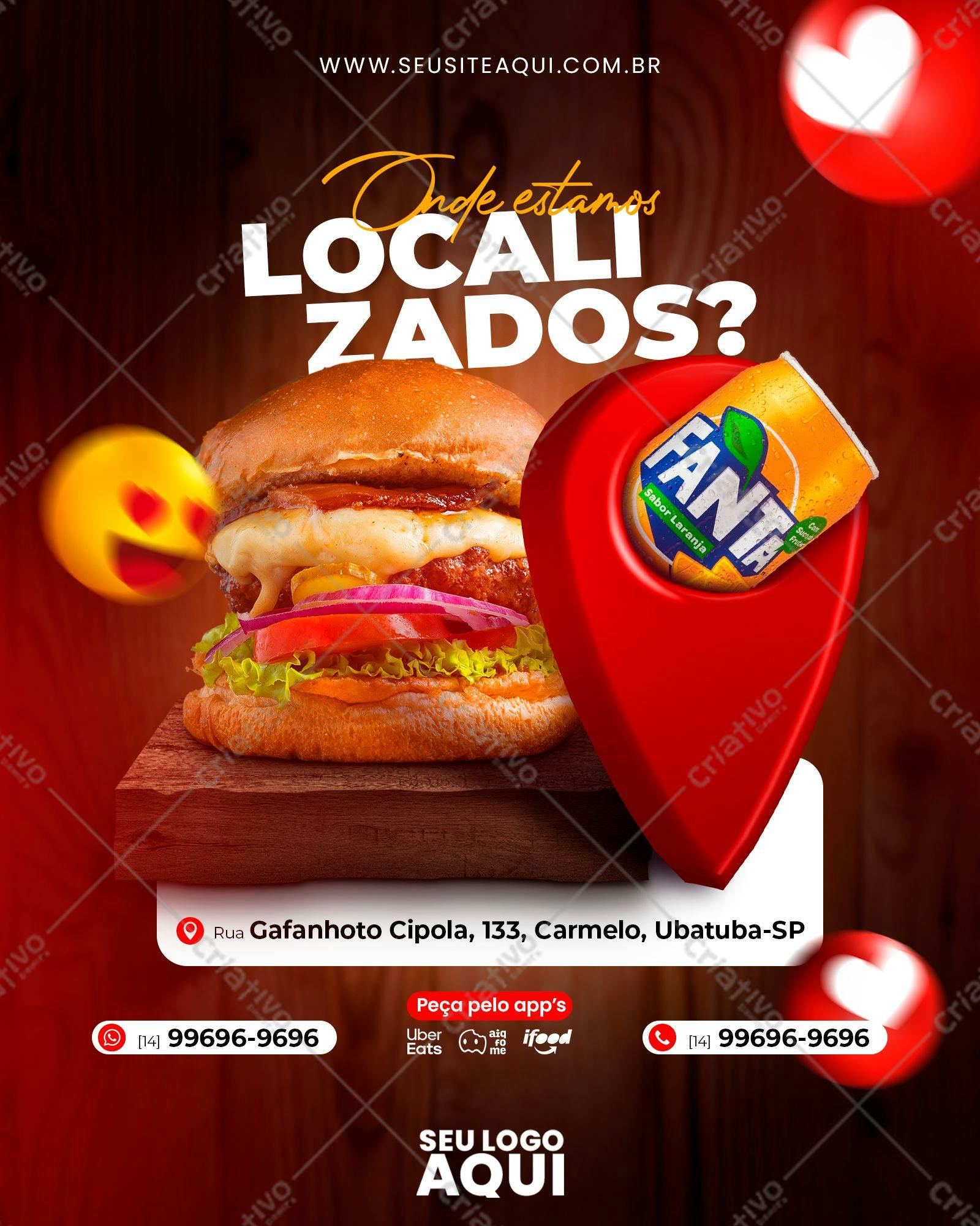 Template de Flyer para Lanchonete com Hambúrguer PSD Editável