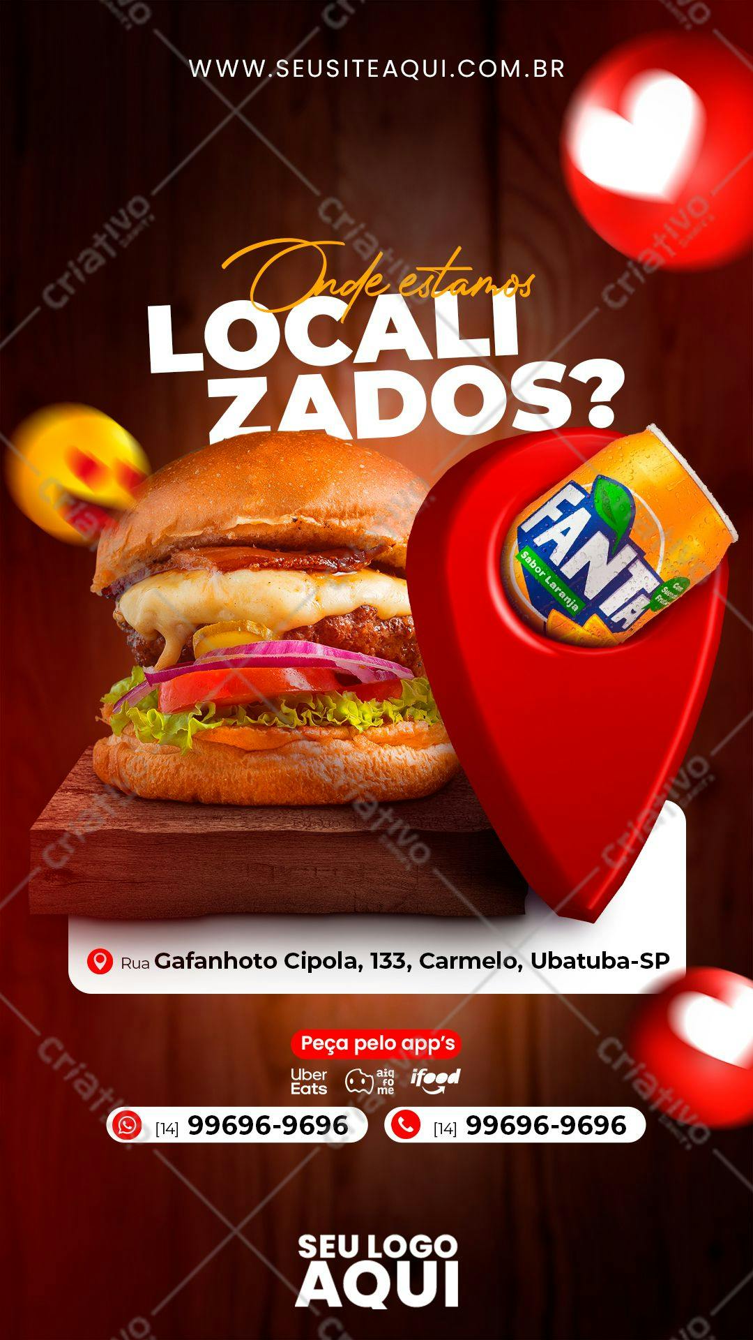 Flyer para Lanchonete com Hambúrguer PSD Editável