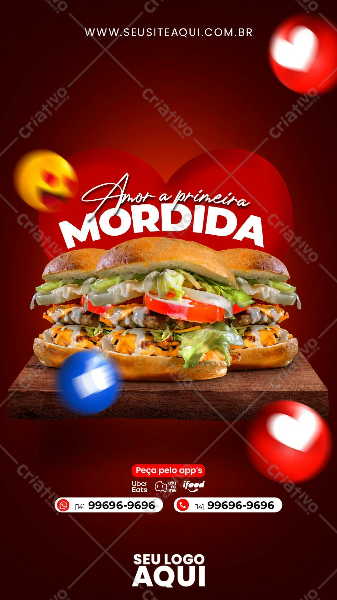 Flyer para Lançamento de Hambúrguer Dia dos Namorados PSD Editável