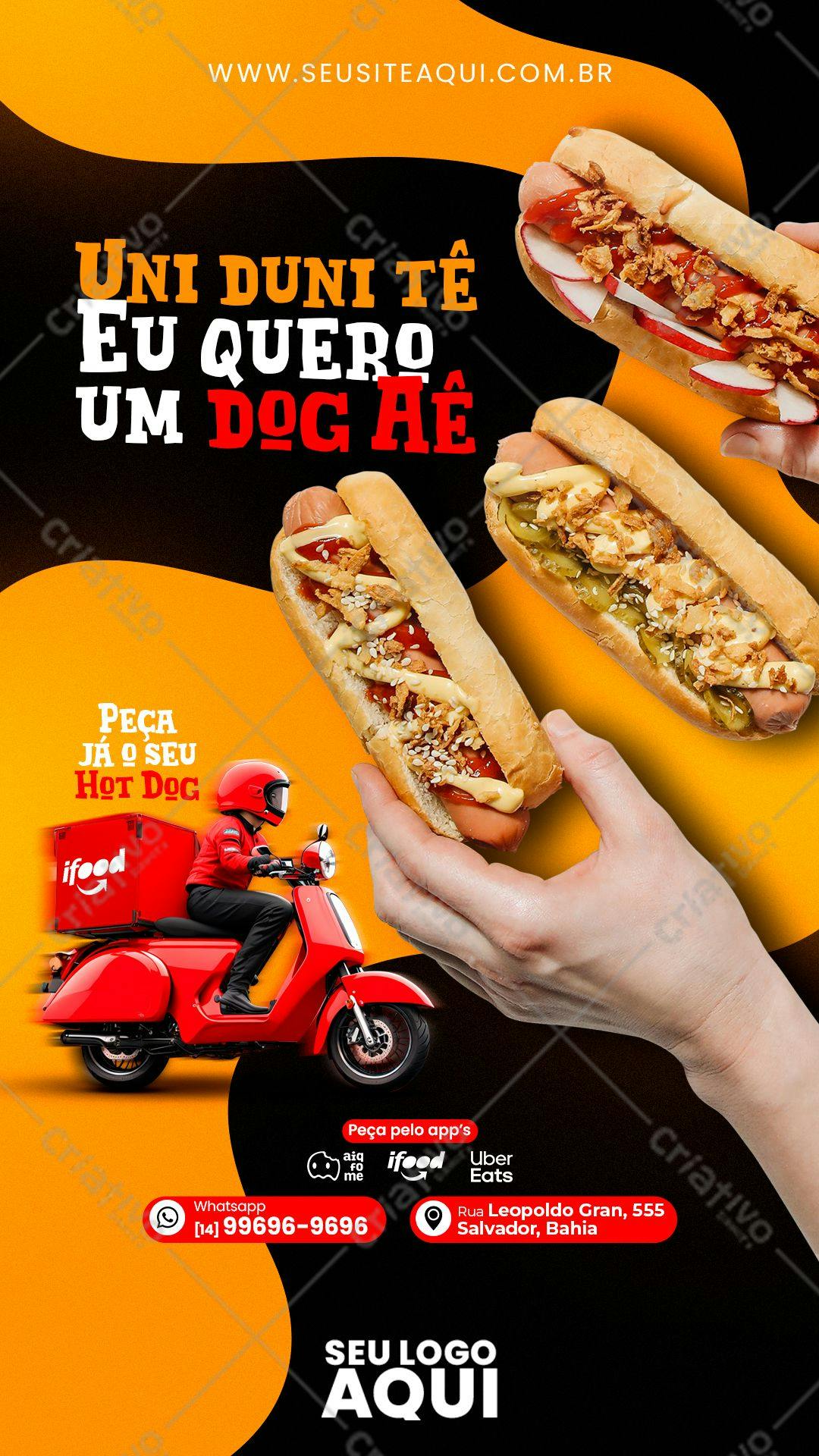 Flyer para Delivery de Hot Dog PSD Editável