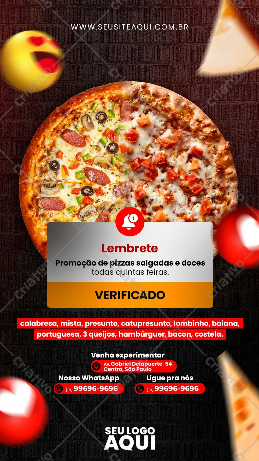 Template de Flyer para Promoção de Pizza PSD Editável