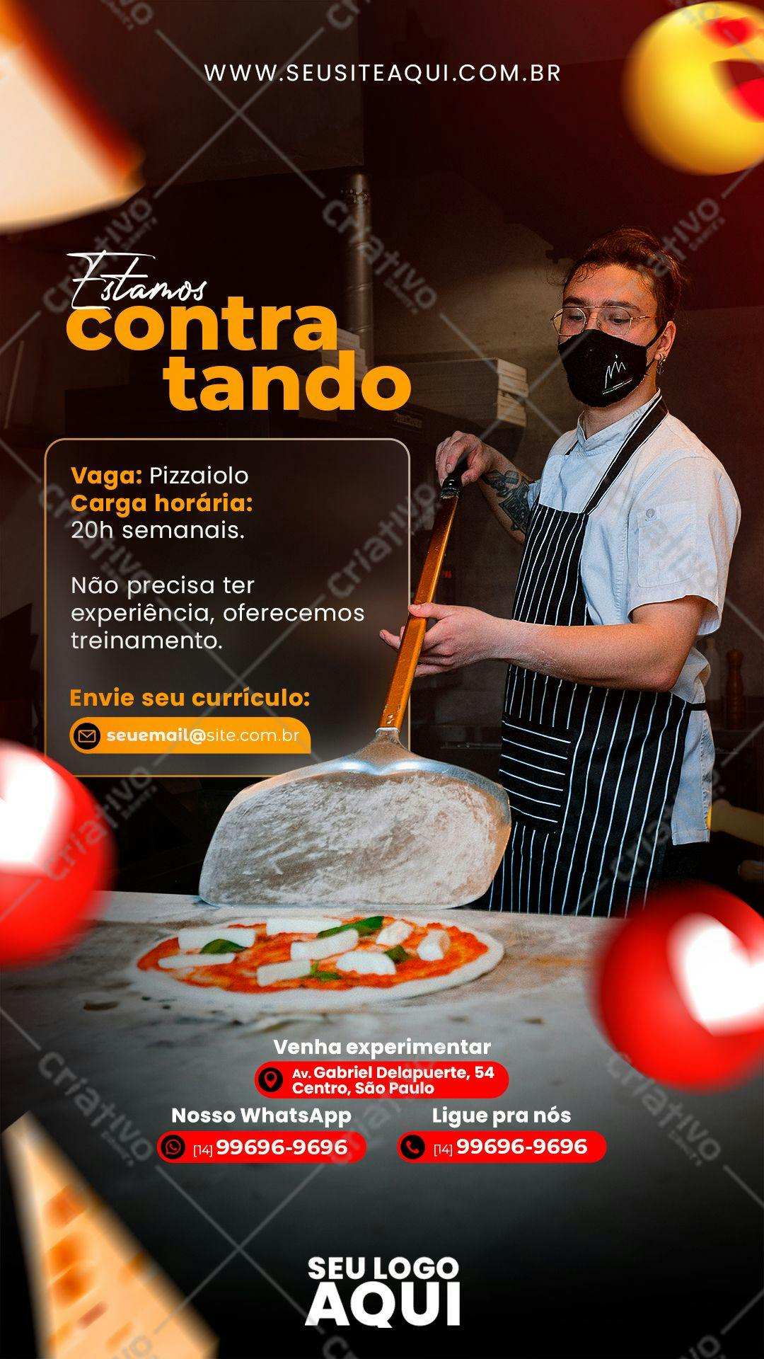 Postagem para Vagas de Pizzaiolo PSD Editável