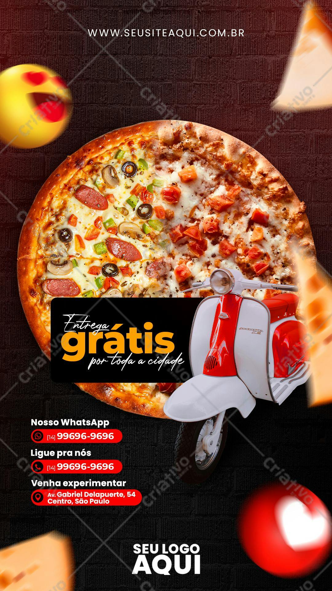 Cardápio Pizza Entrega Grátis PSD Editável