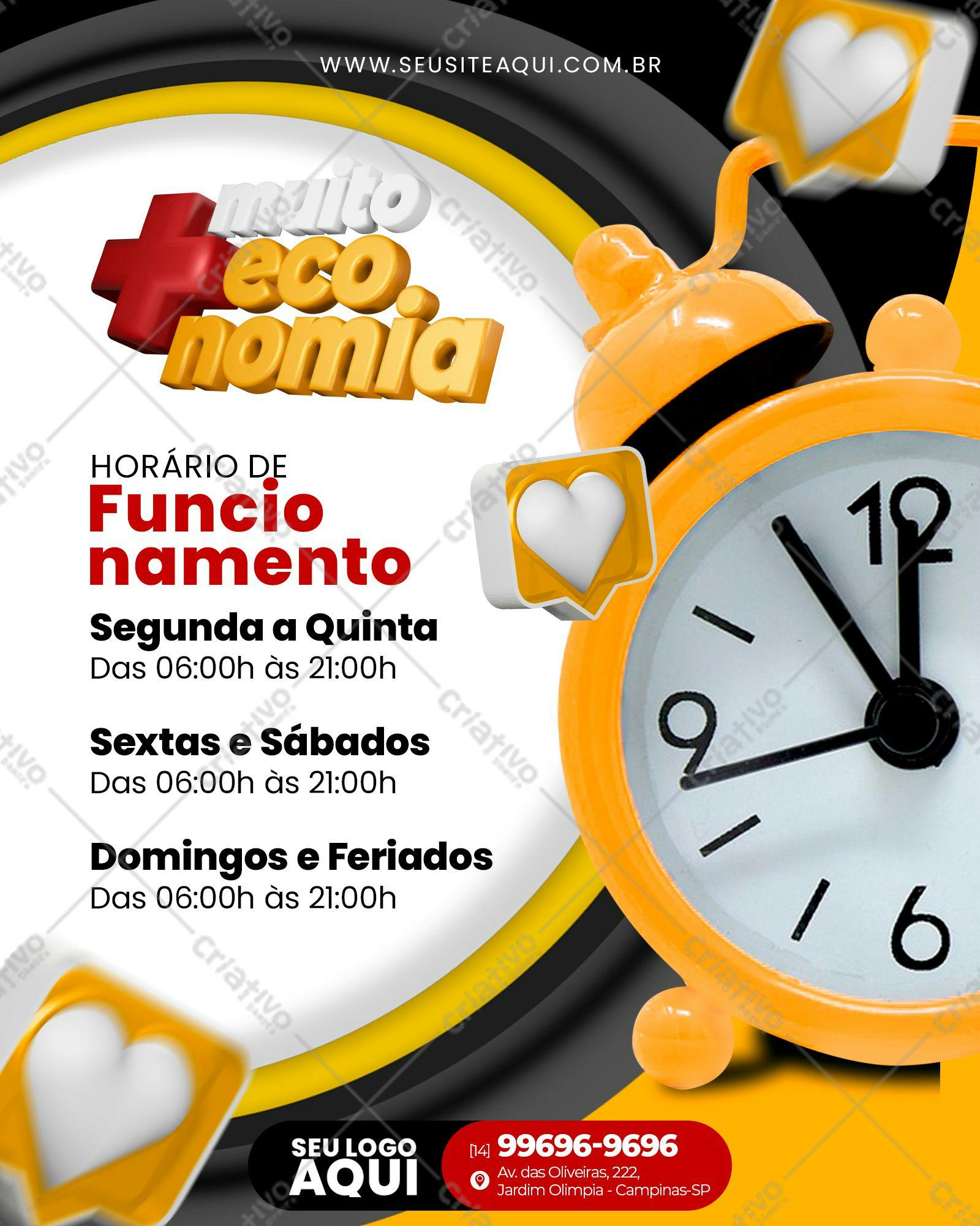 Flyer Horário de Funcionamento PSD Editável