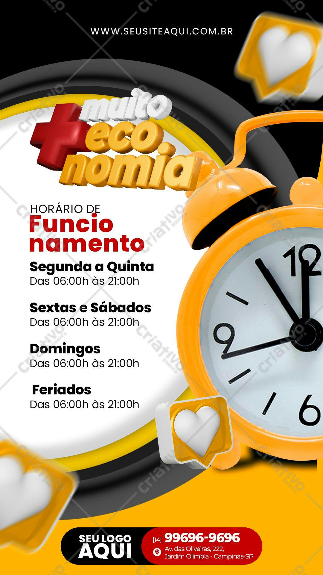 Flyer para Horário de Funcionamento PSD Editável