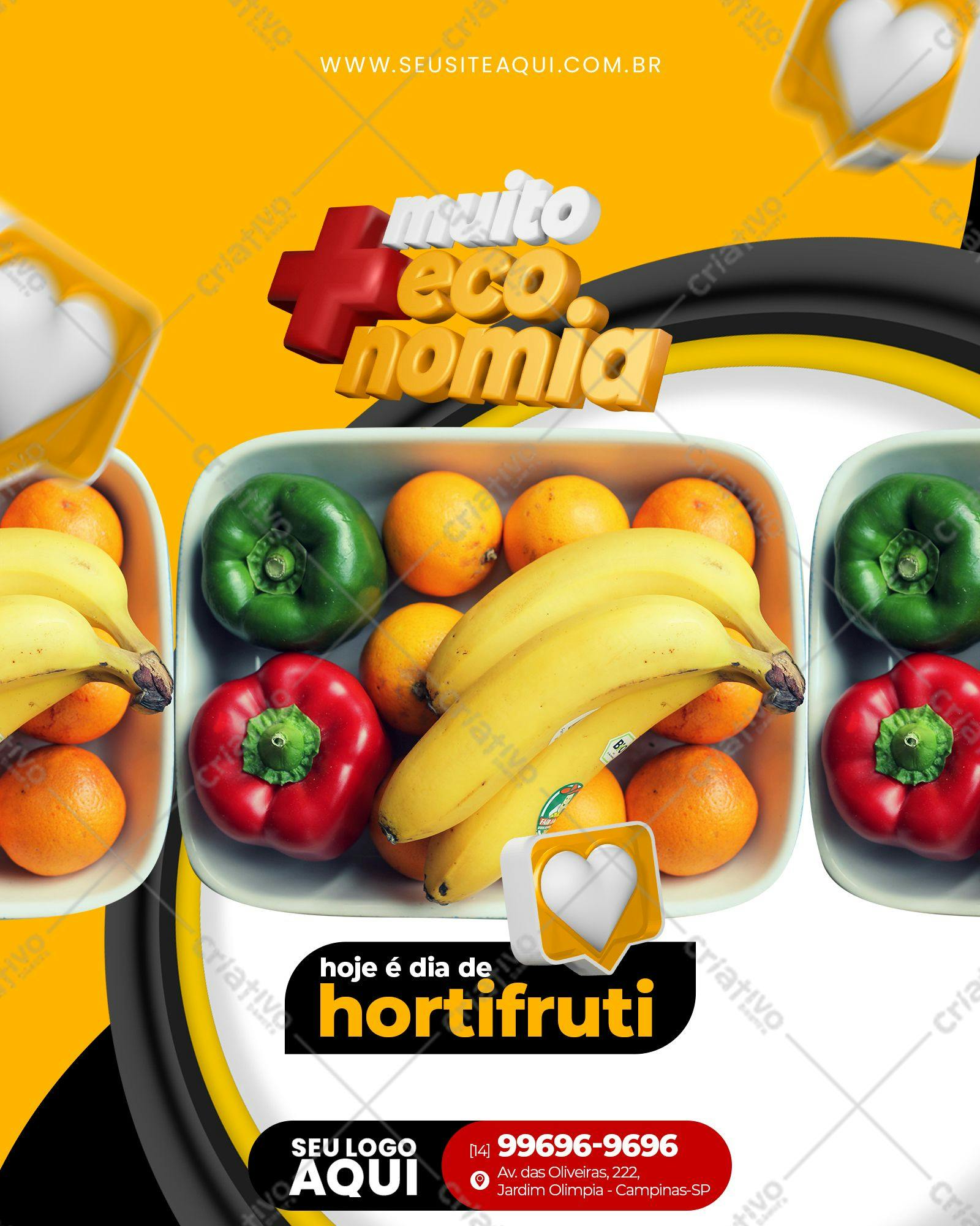 Flyer para Hortifruti com Frutas e Legumes PSD Editável