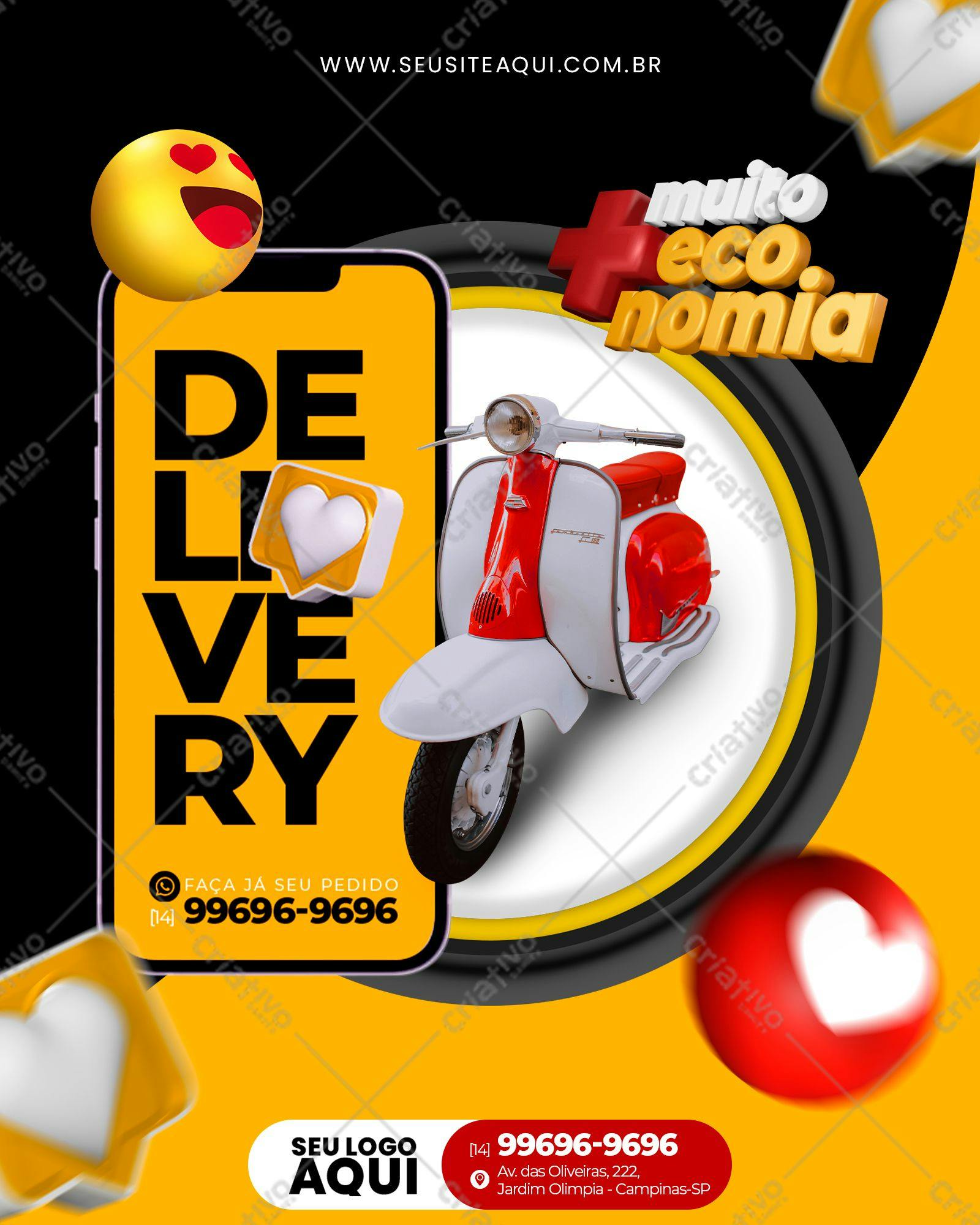 Template de Delivery com Scooter Retro PSD Editável