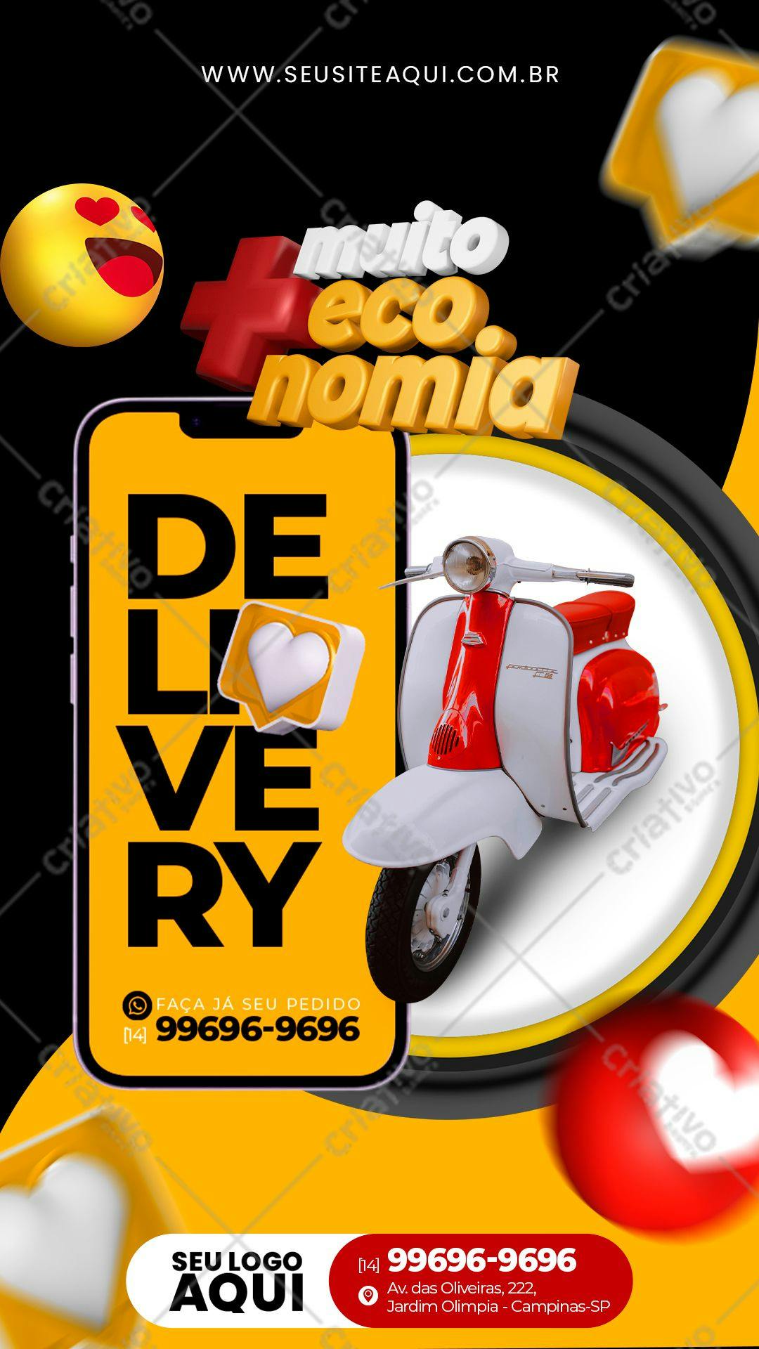 Flyer para Delivery com Scooter PSD Editável