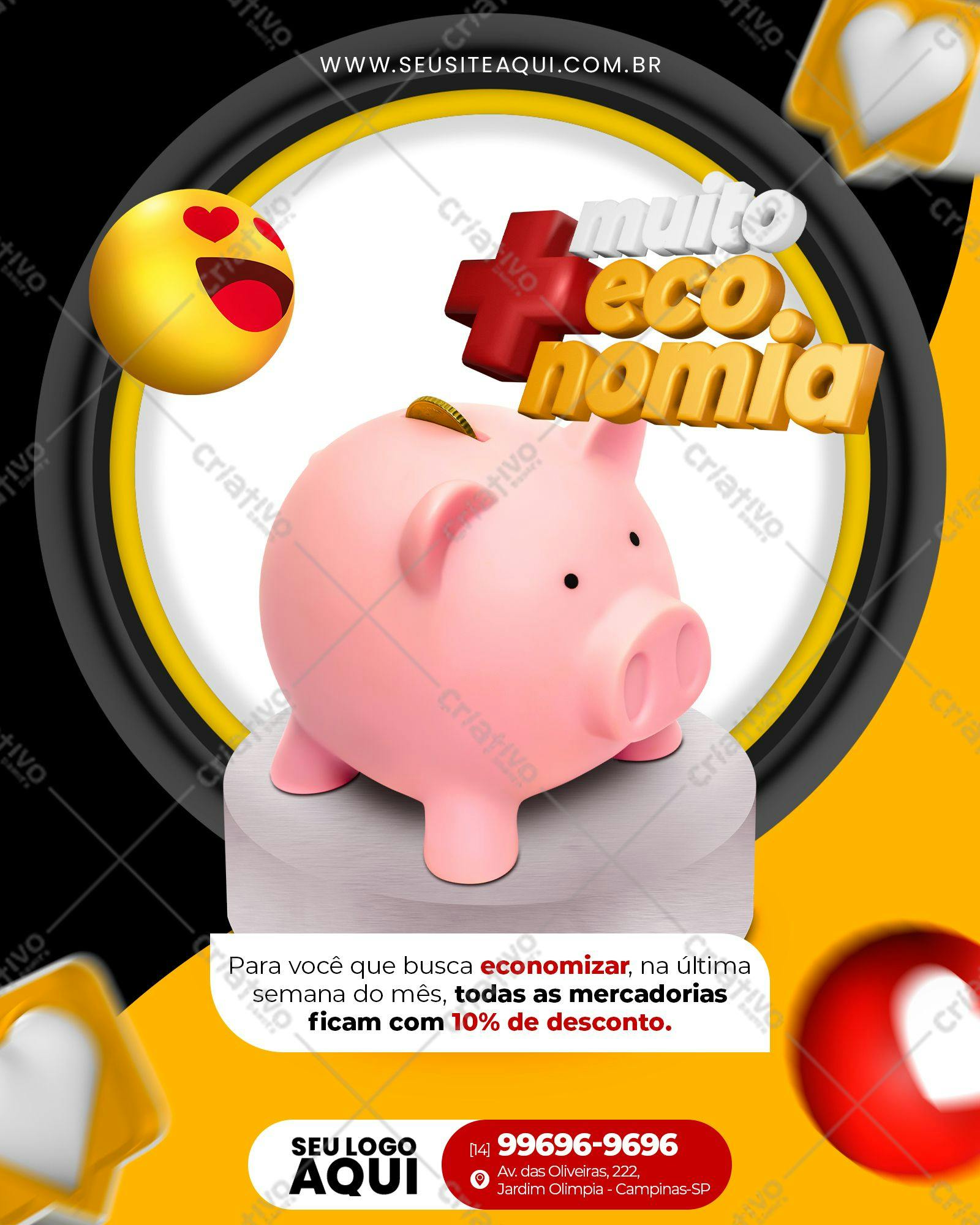 Post para Redes Sociais Promoção Economia PSD Editável