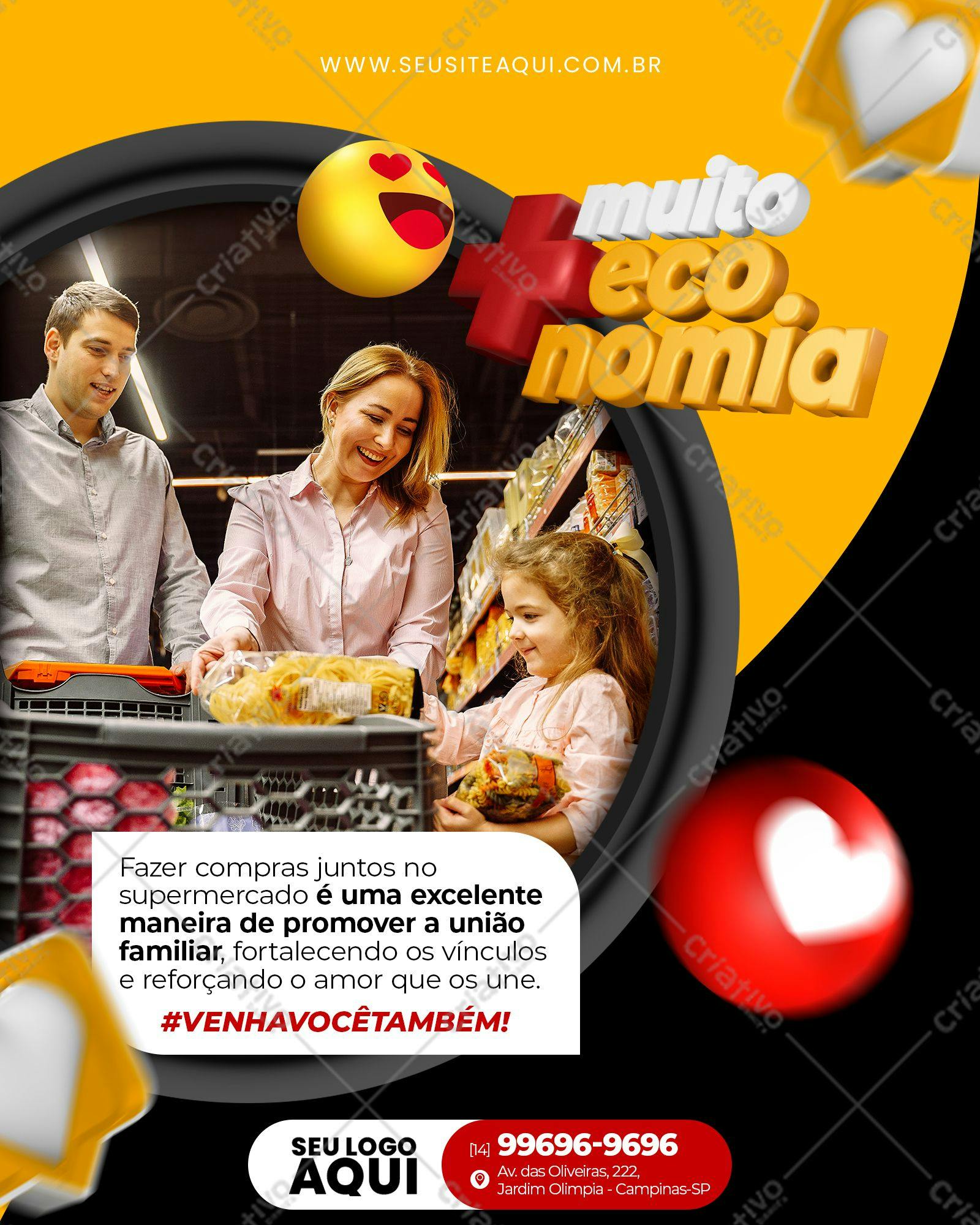 Flyer para Supermercado Família PSD Editável