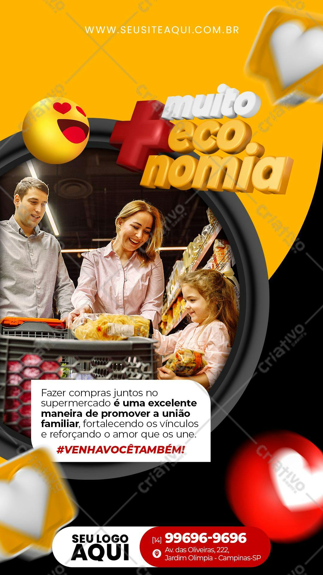 Flyer para Supermercado Família e Economia PSD Editável