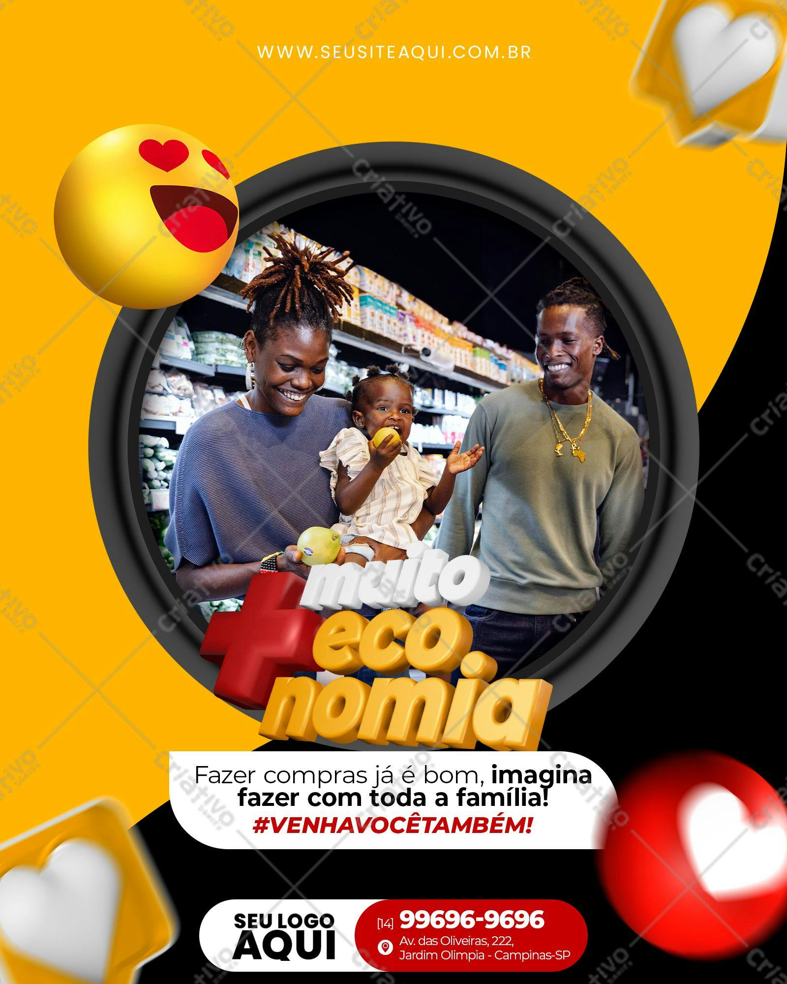 Flyer para Campanha de Supermercado Família PSD Editável