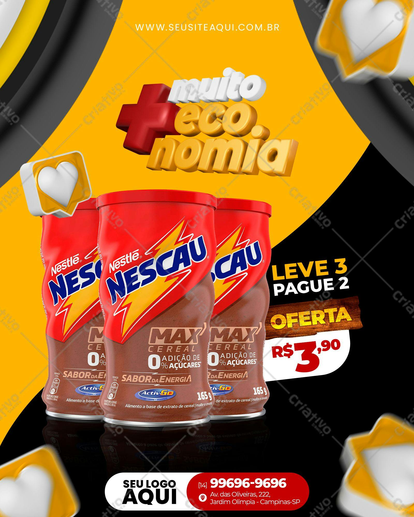 Modelo de Embalagem para Promoção Nescau PSD Editável