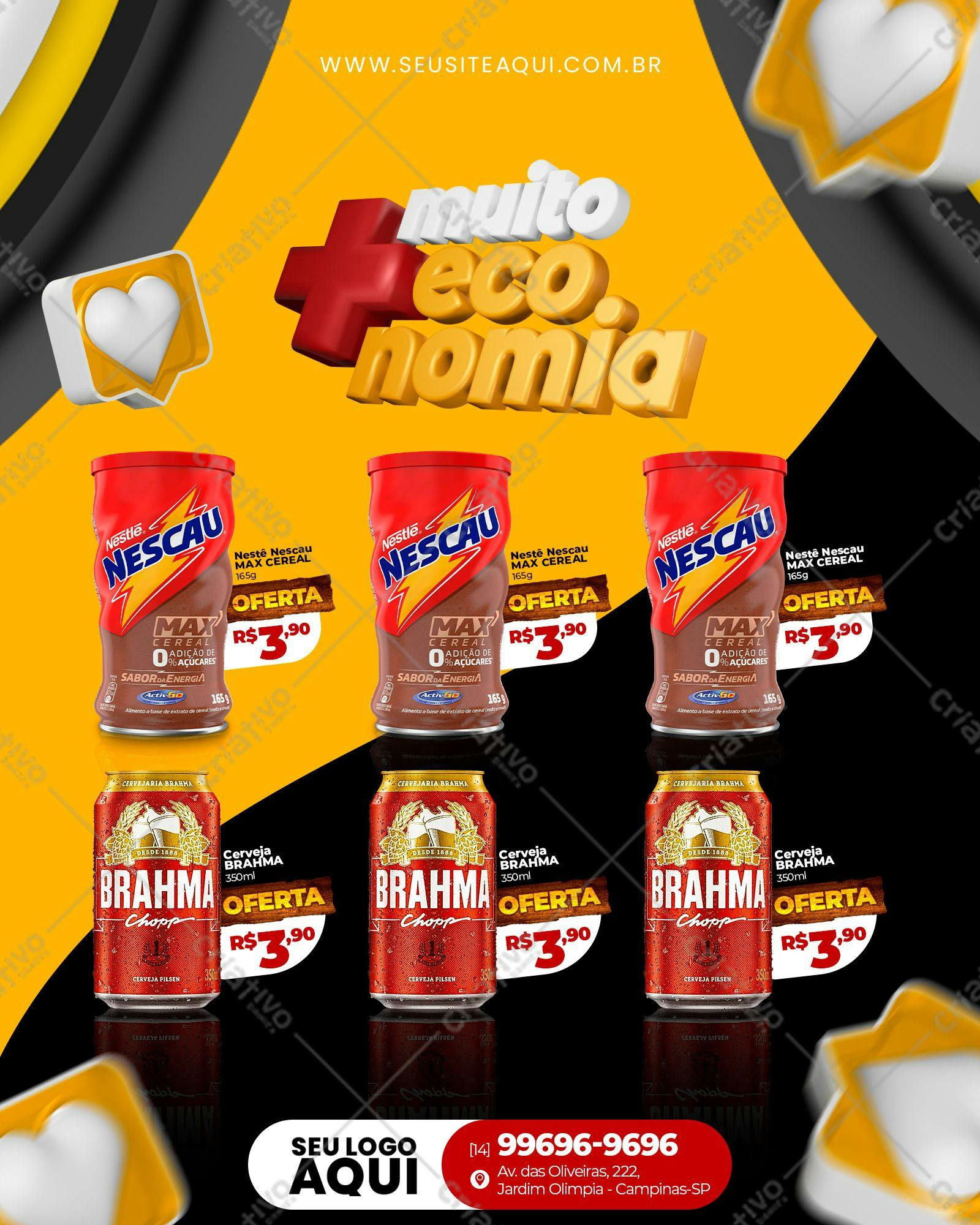 Promoção Supermercado: Kit Nescau e Brahma PSD Editável
