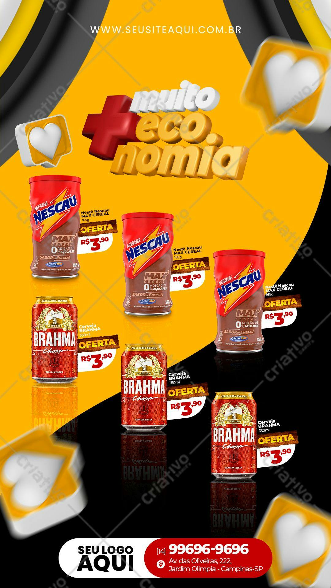 Promoção de Verão: Kit Nescau e Brahma PSD Editável