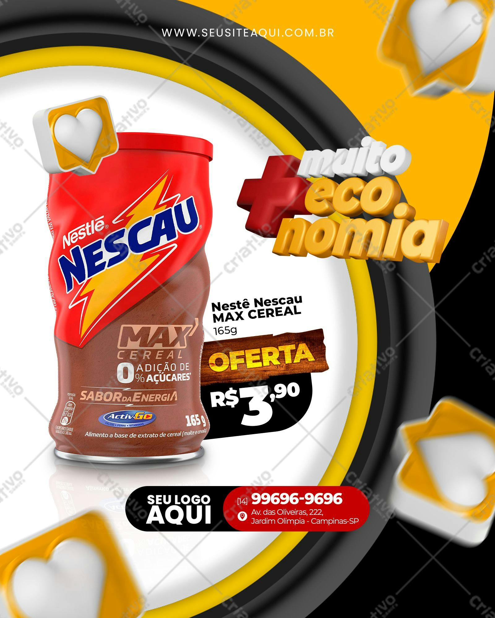 Modelo de Anúncio Nescau Max Cereal PSD Editável