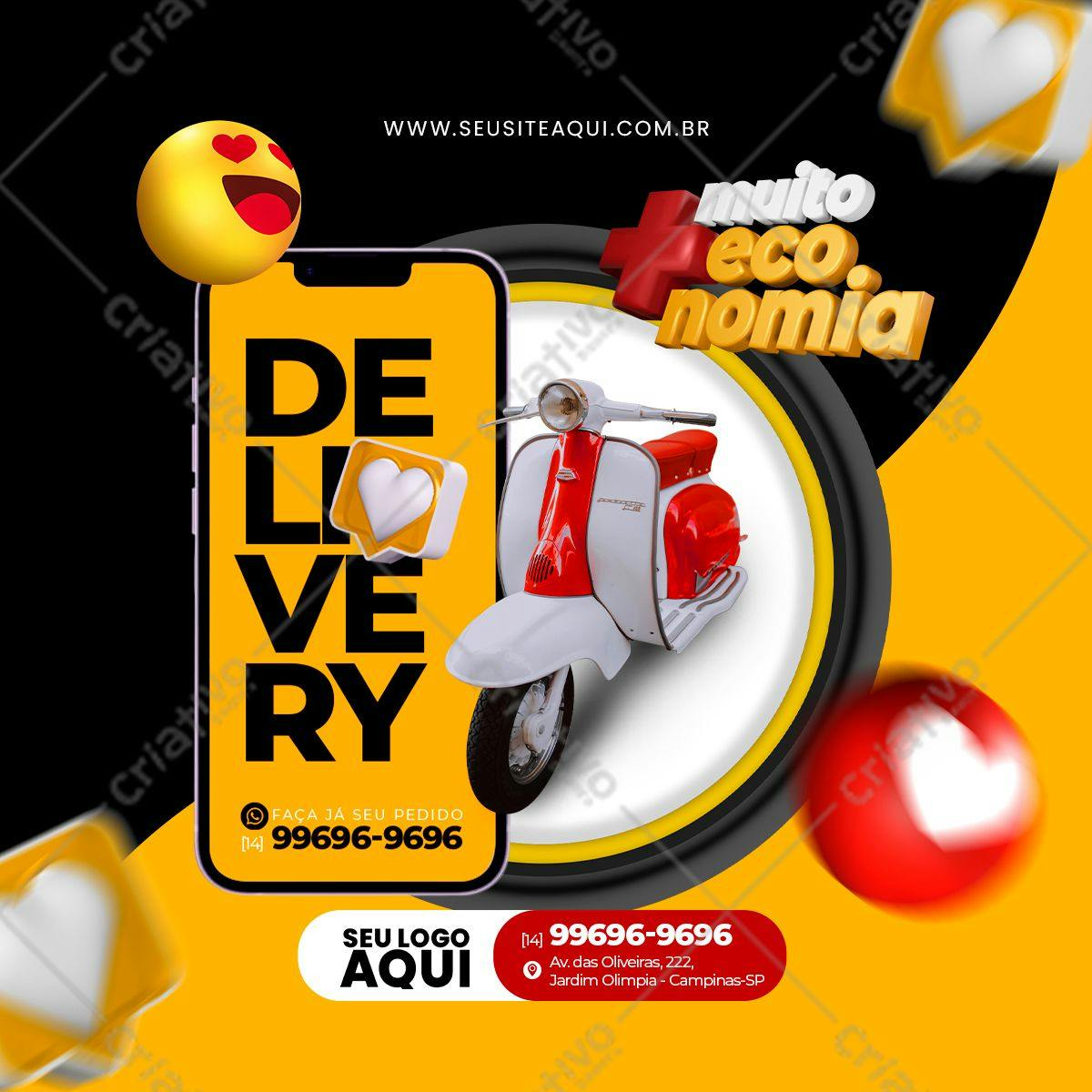 Modelo de Flyer para Delivery com Scooter PSD Editável