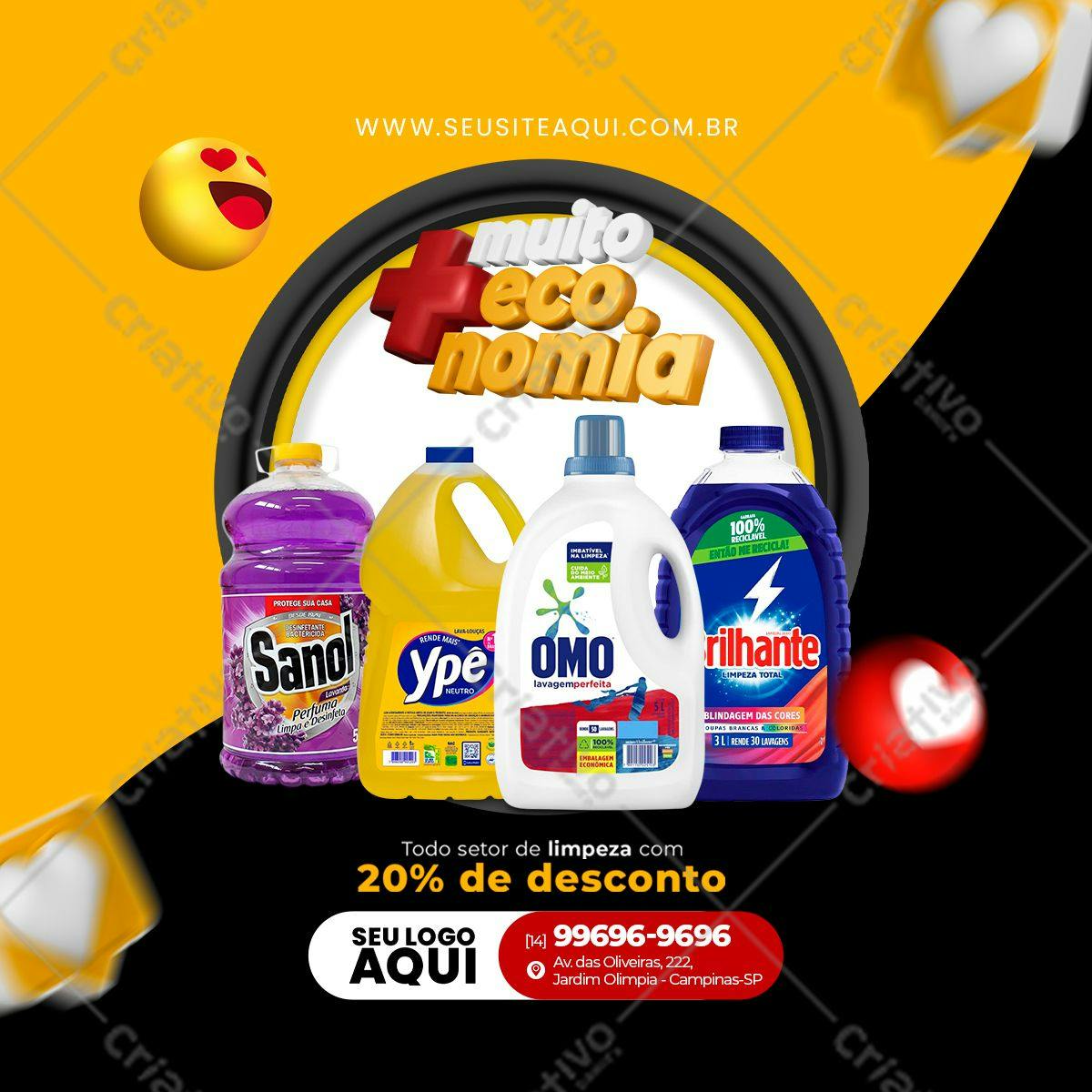Banner Produtos de Limpeza com Desconto PSD Editável
