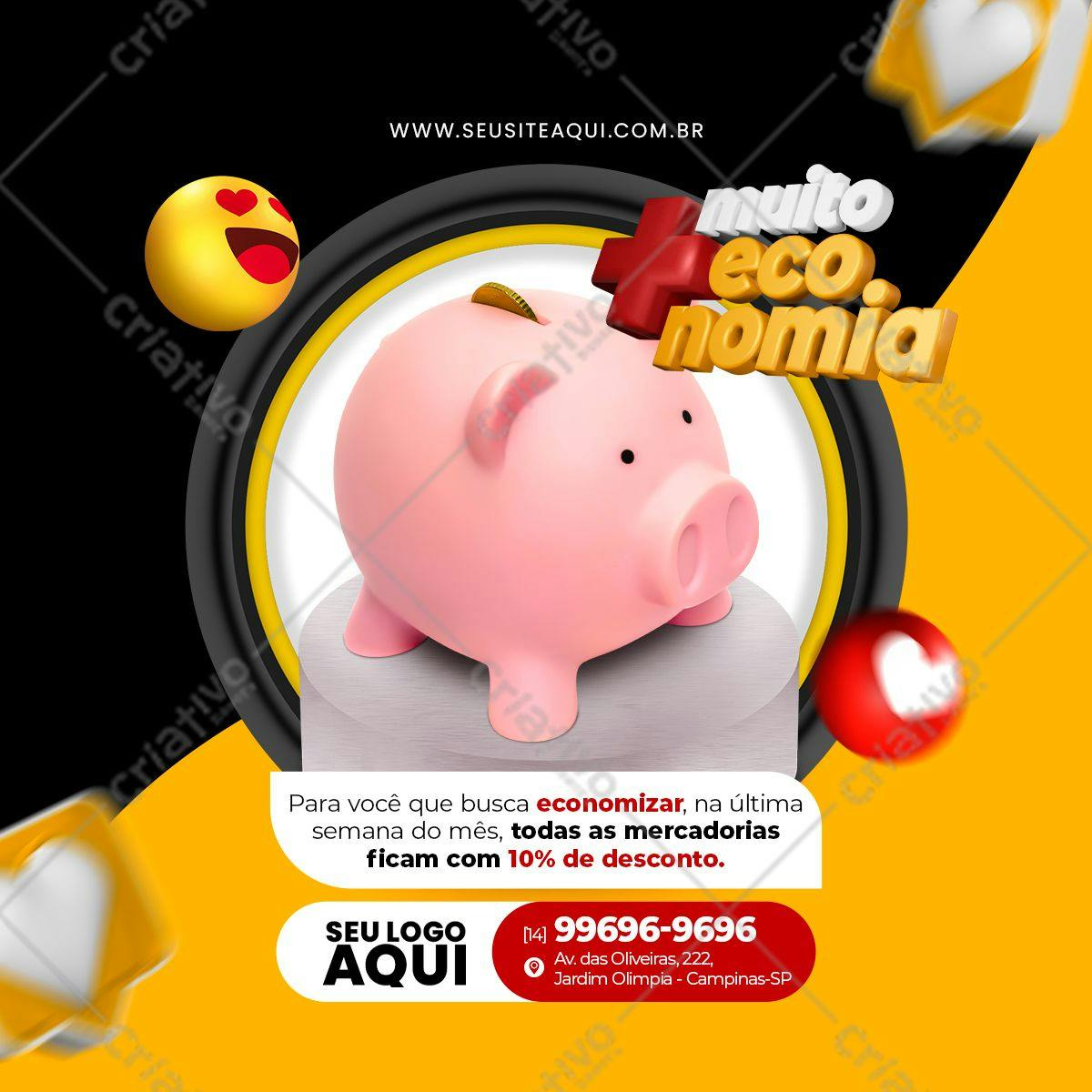 Post para Redes Sociais com Promoção de Economia PSD Editável