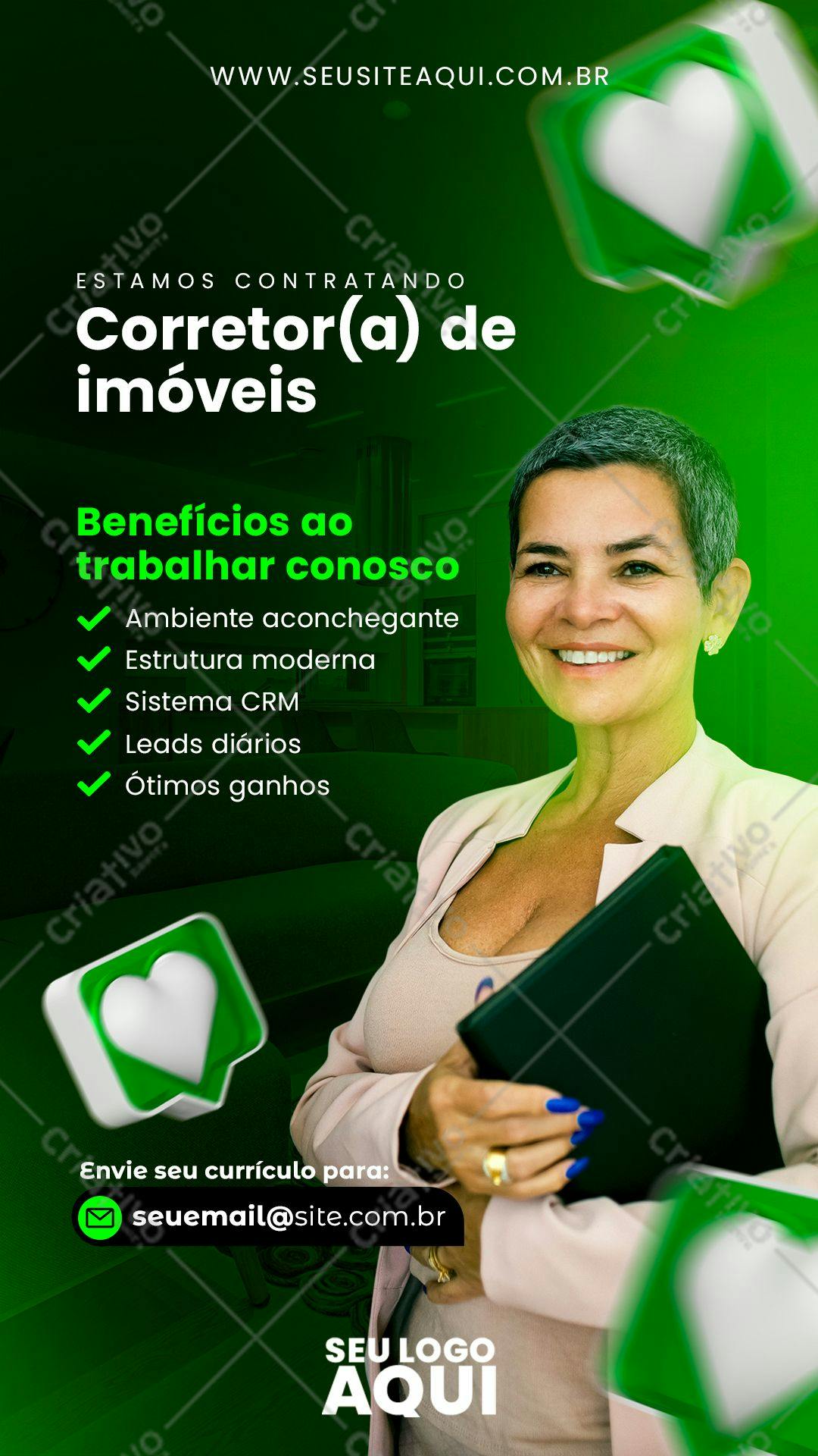 Modelo de Postagem para Vagas Corretor(a) de Imóveis PSD Editável