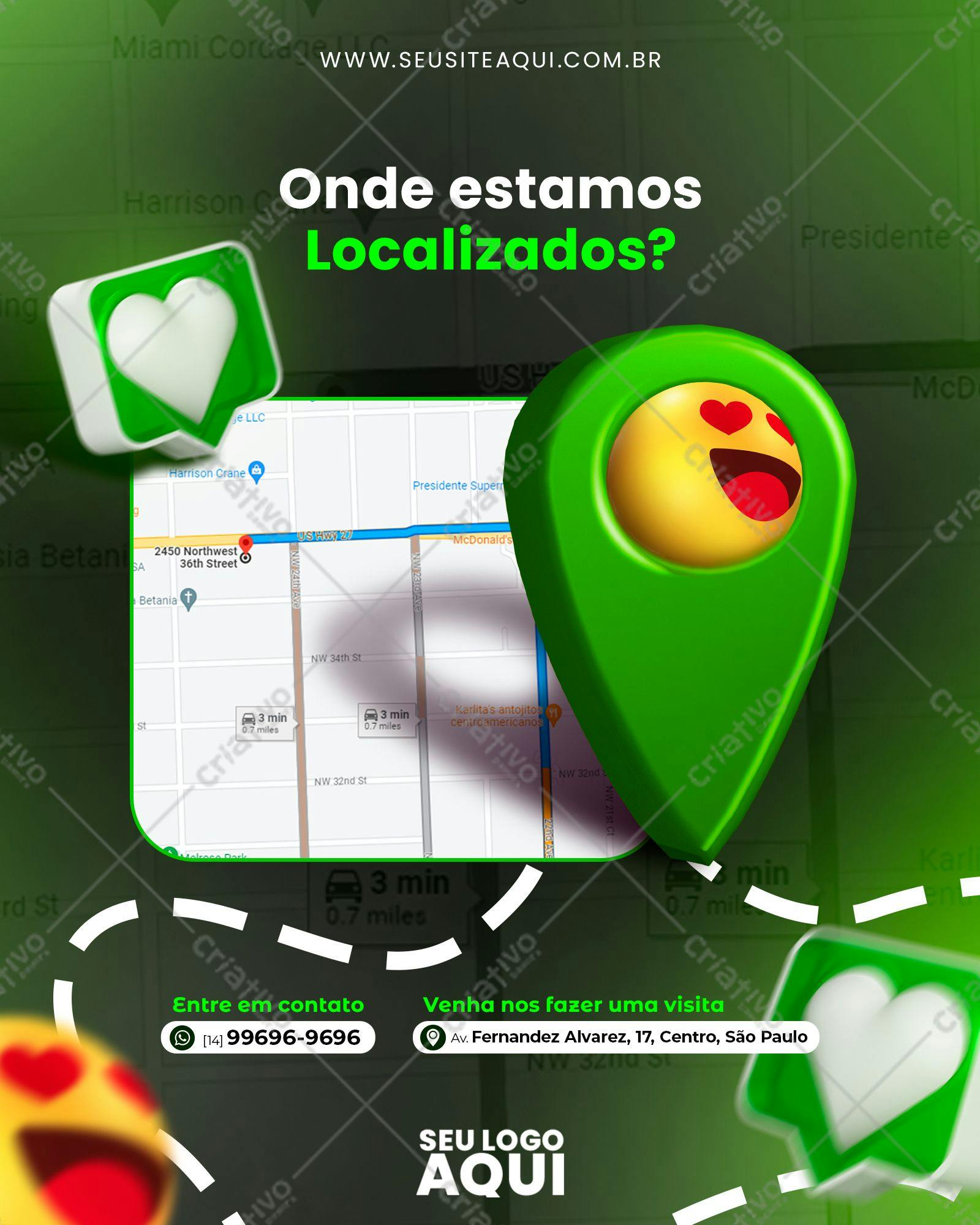 PSD Localização Empresa Verde e Amarelo Editável