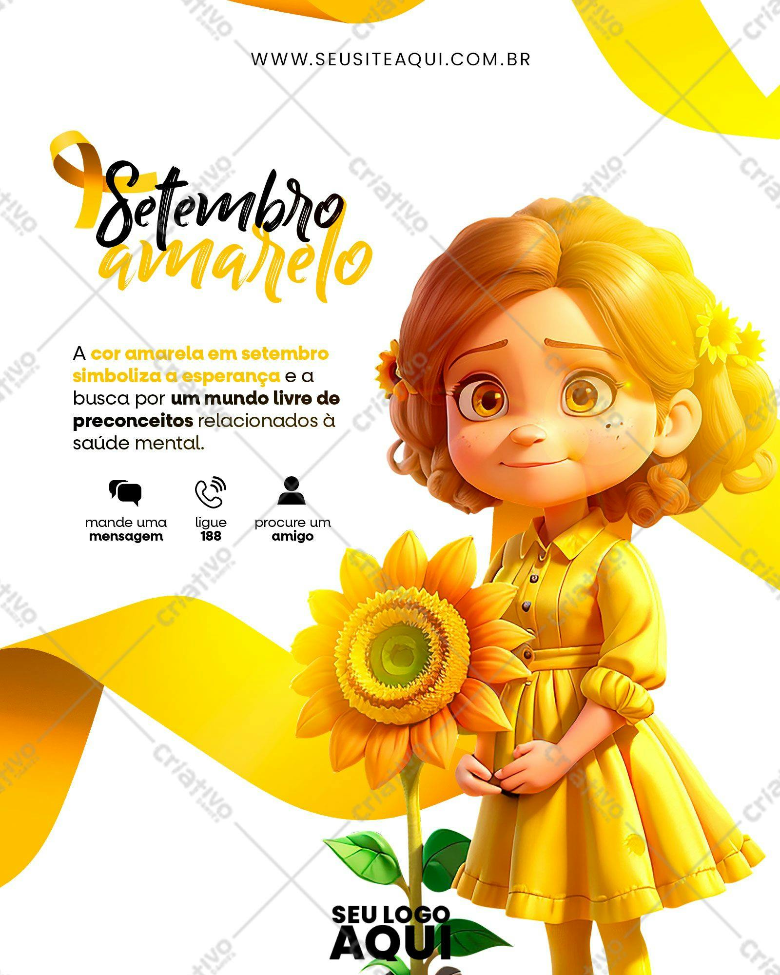 Flyer para Setembro Amarelo PSD Editável