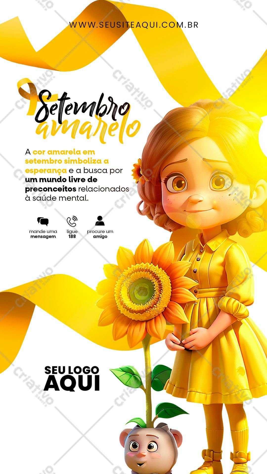 Poster Setembro Amarelo PSD Editável