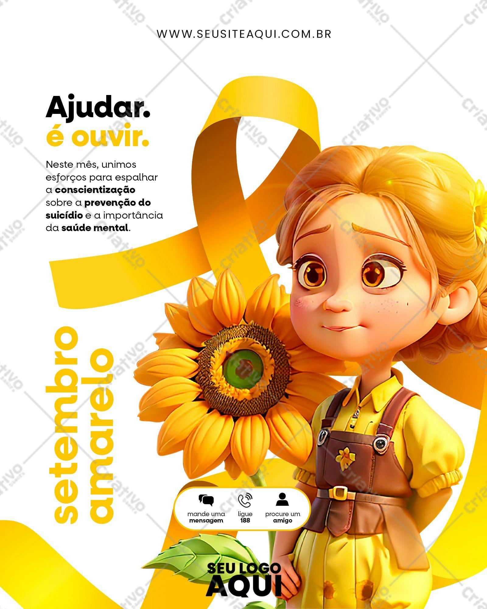 Post para Setembro Amarelo PSD Editável