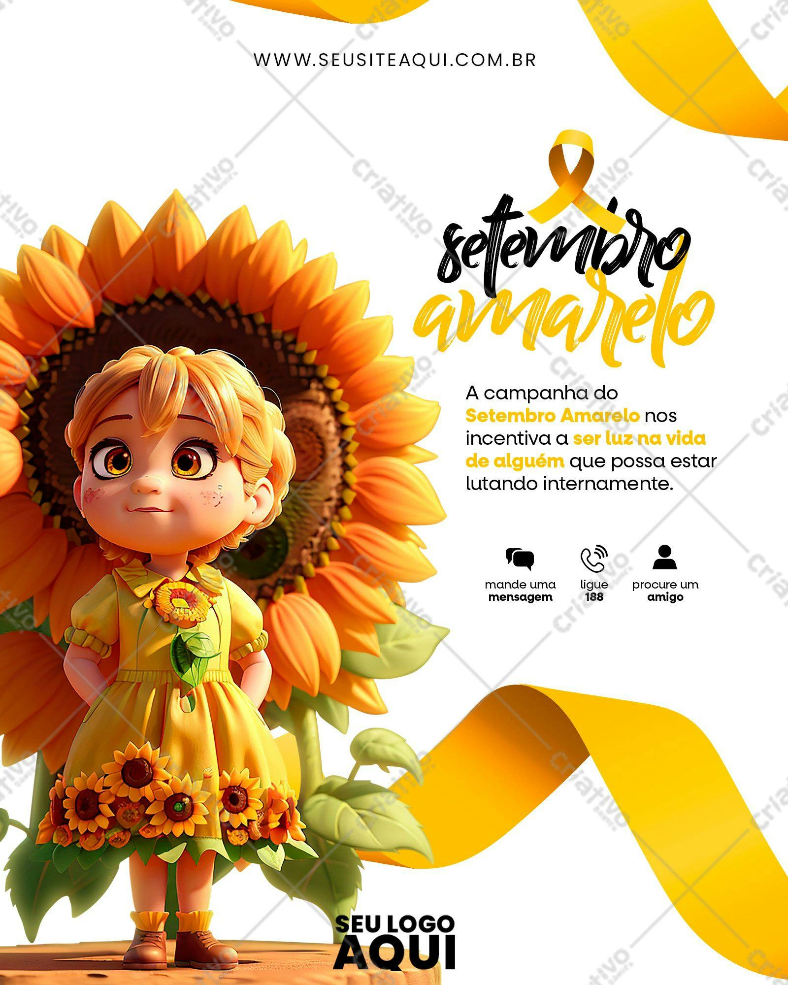 Post para o Setembro Amarelo PSD Editável