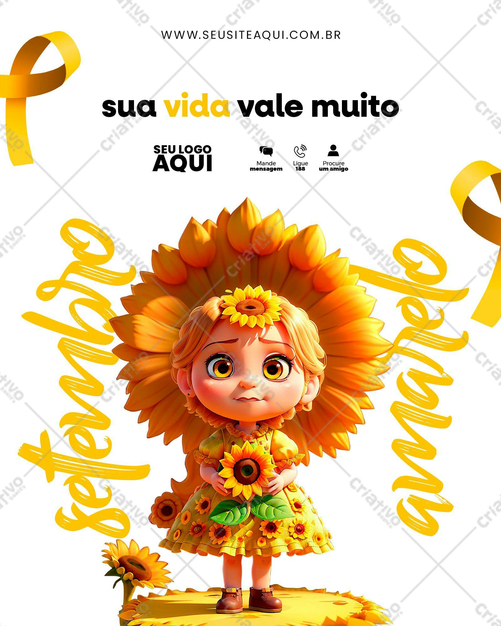 Flyer para Setembro Amarelo PSD Editável