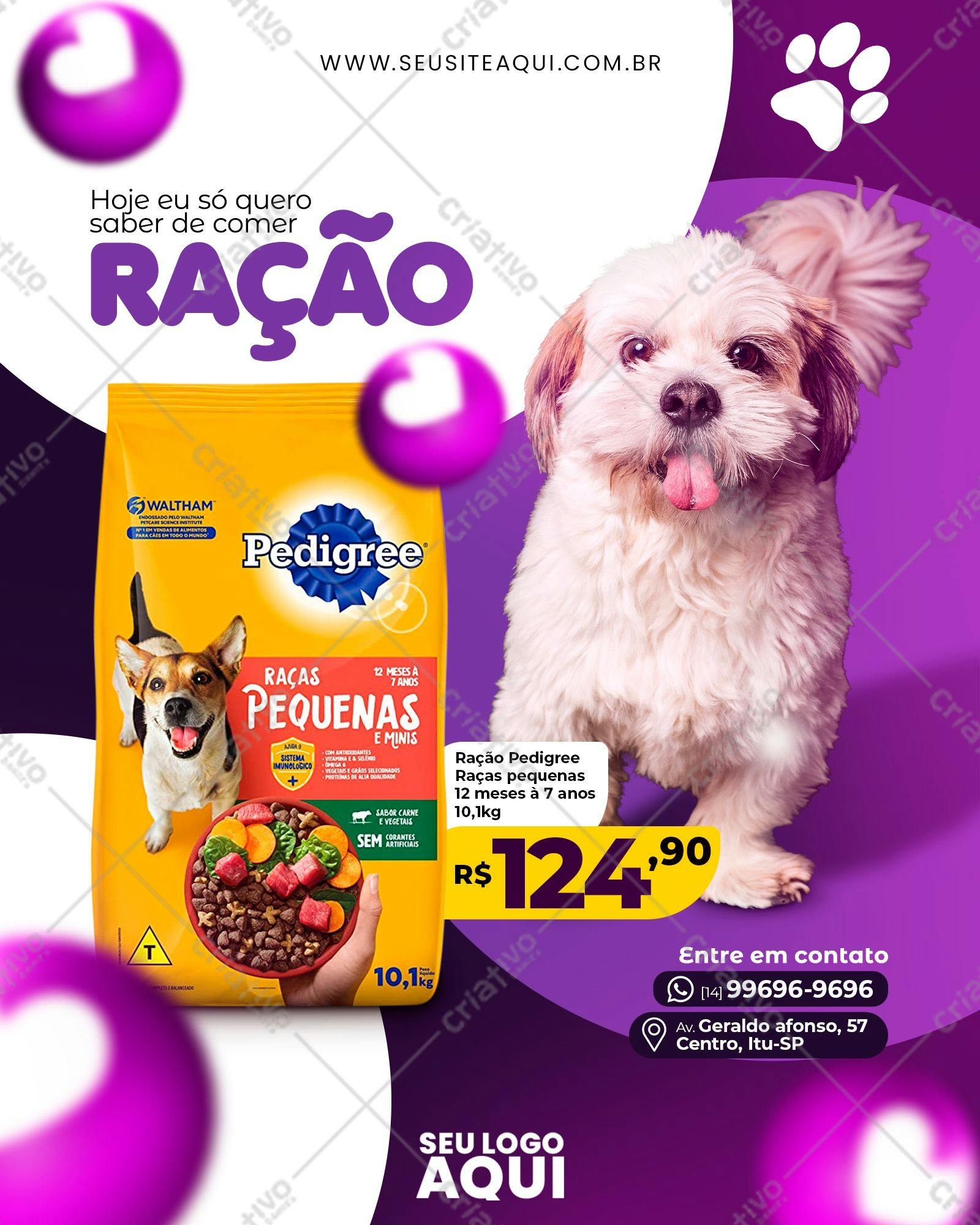 Post para Redes Sociais Ração Pedigree PSD Editável
