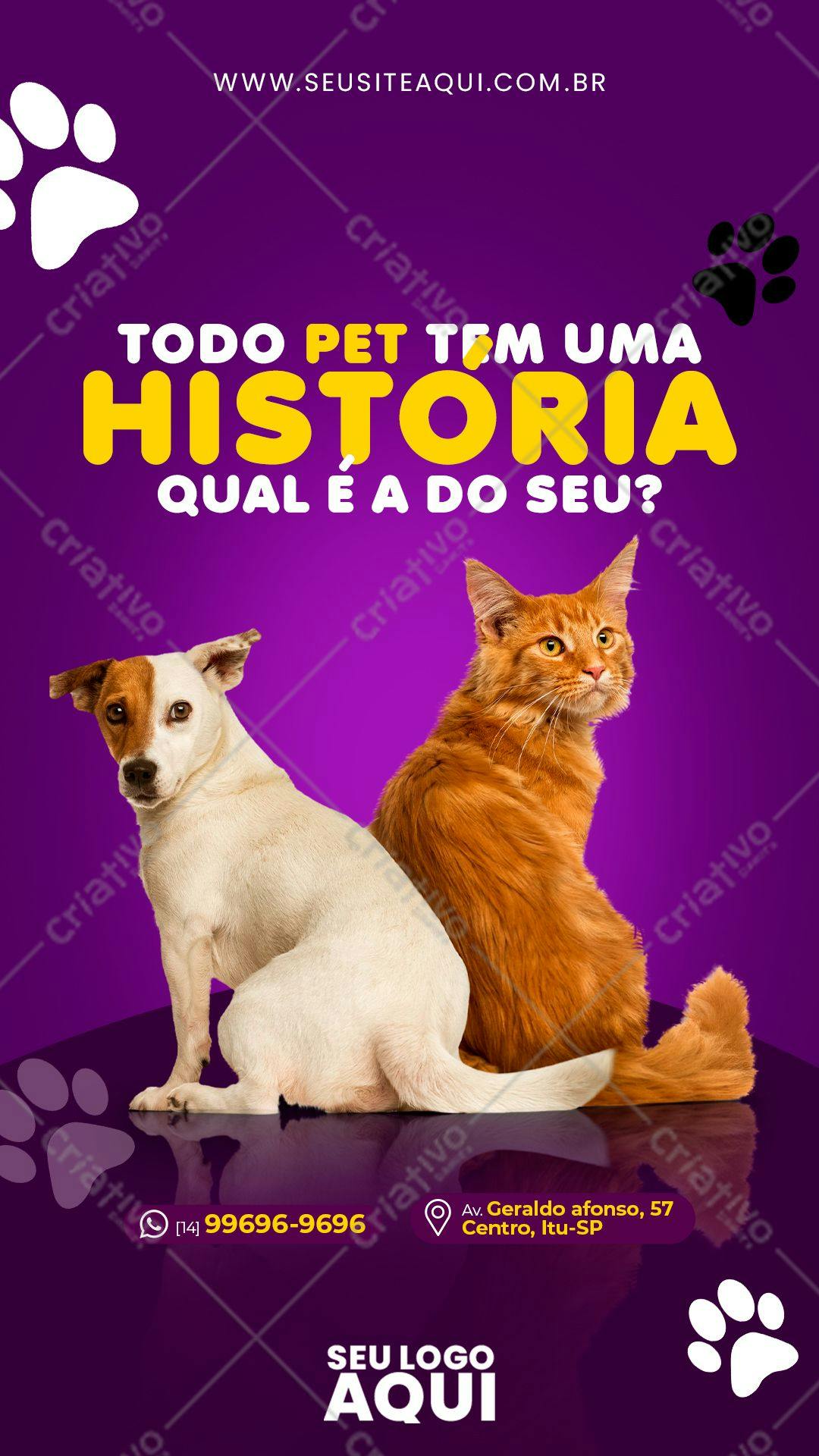 Post para Redes Sociais com Fotos de Cachorro e Gato PSD Editável