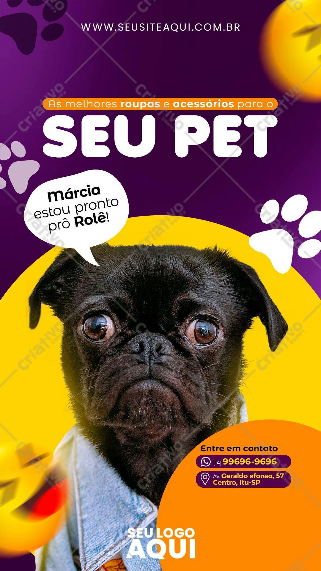 Flyer para Pet Shop com Pug PSD Editável
