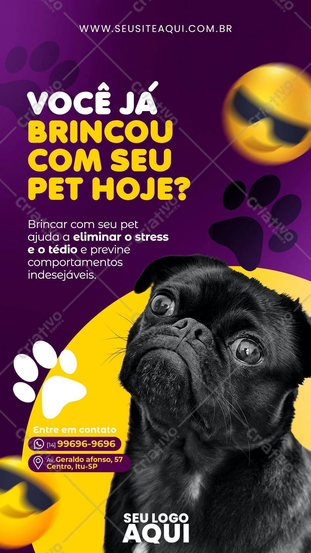 Banner para Veterinária com Pug PSD Editável