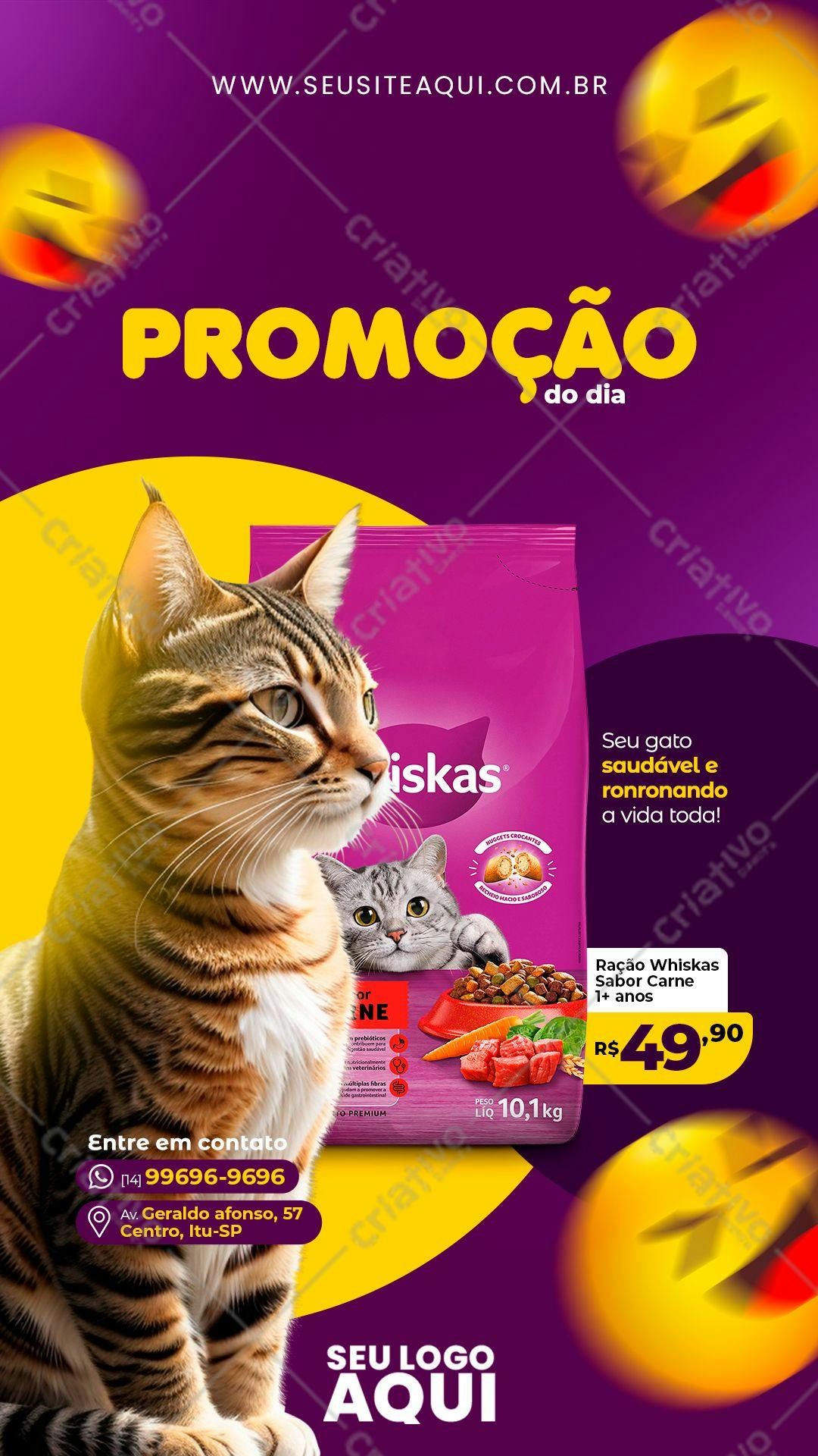 Flyer Promoção Ração Gato PSD Editável