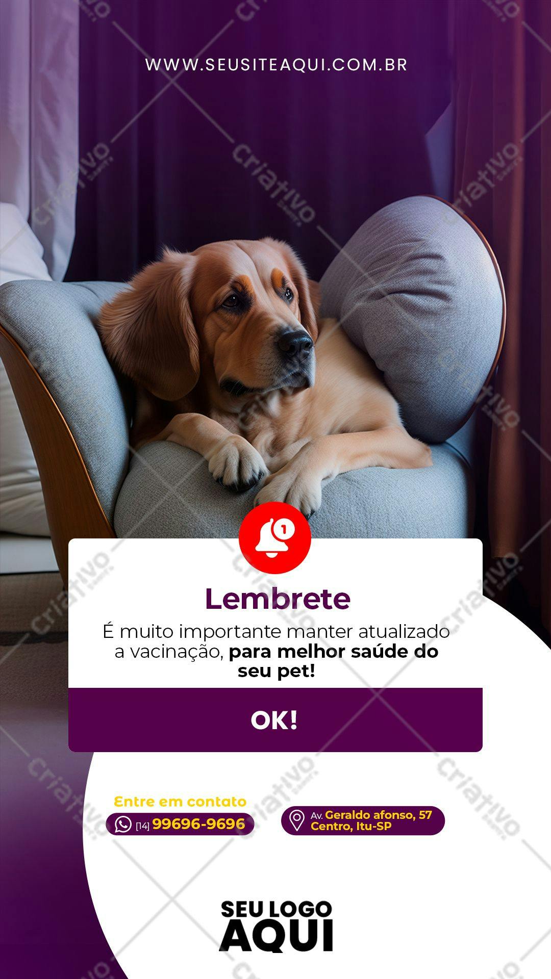 Lembretes Vacinação Pet PSD Editável