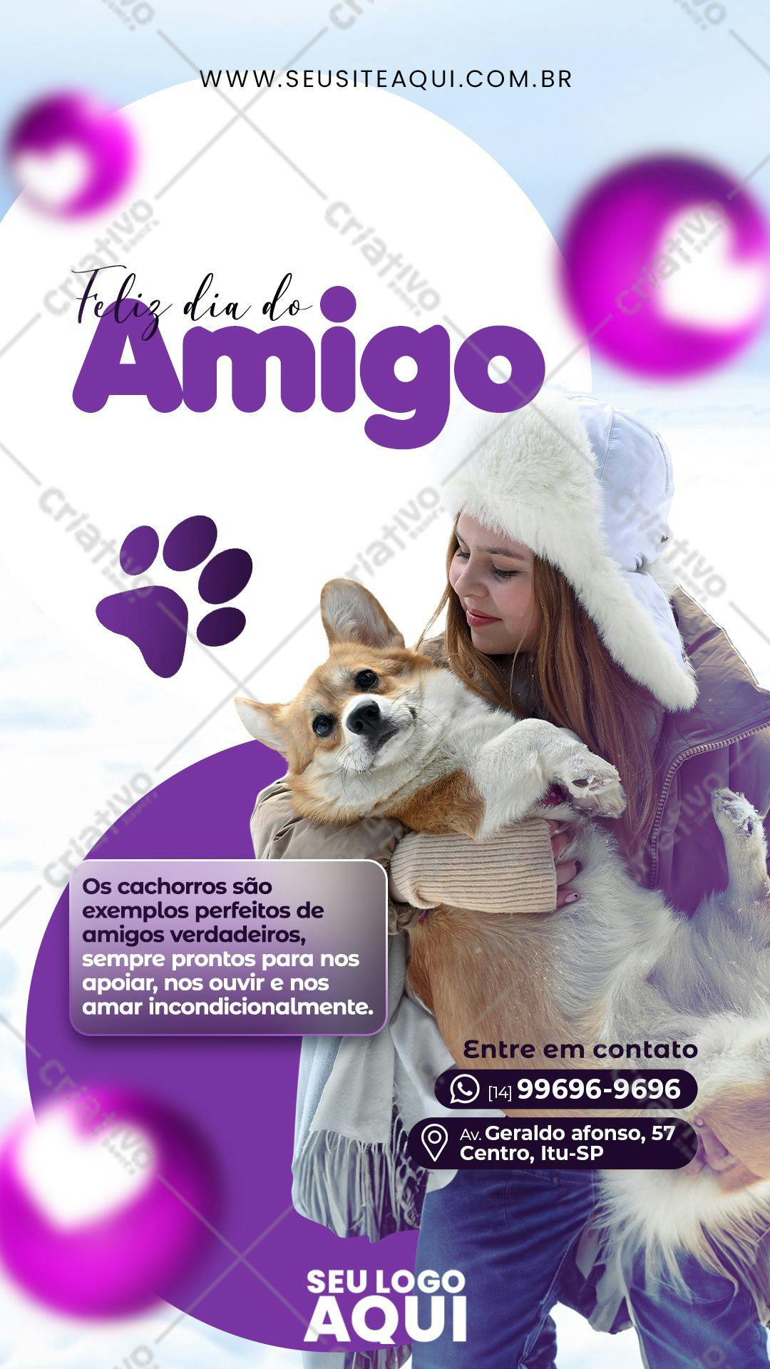 Flyer para o Dia do Amigo com Corgi PSD Editável